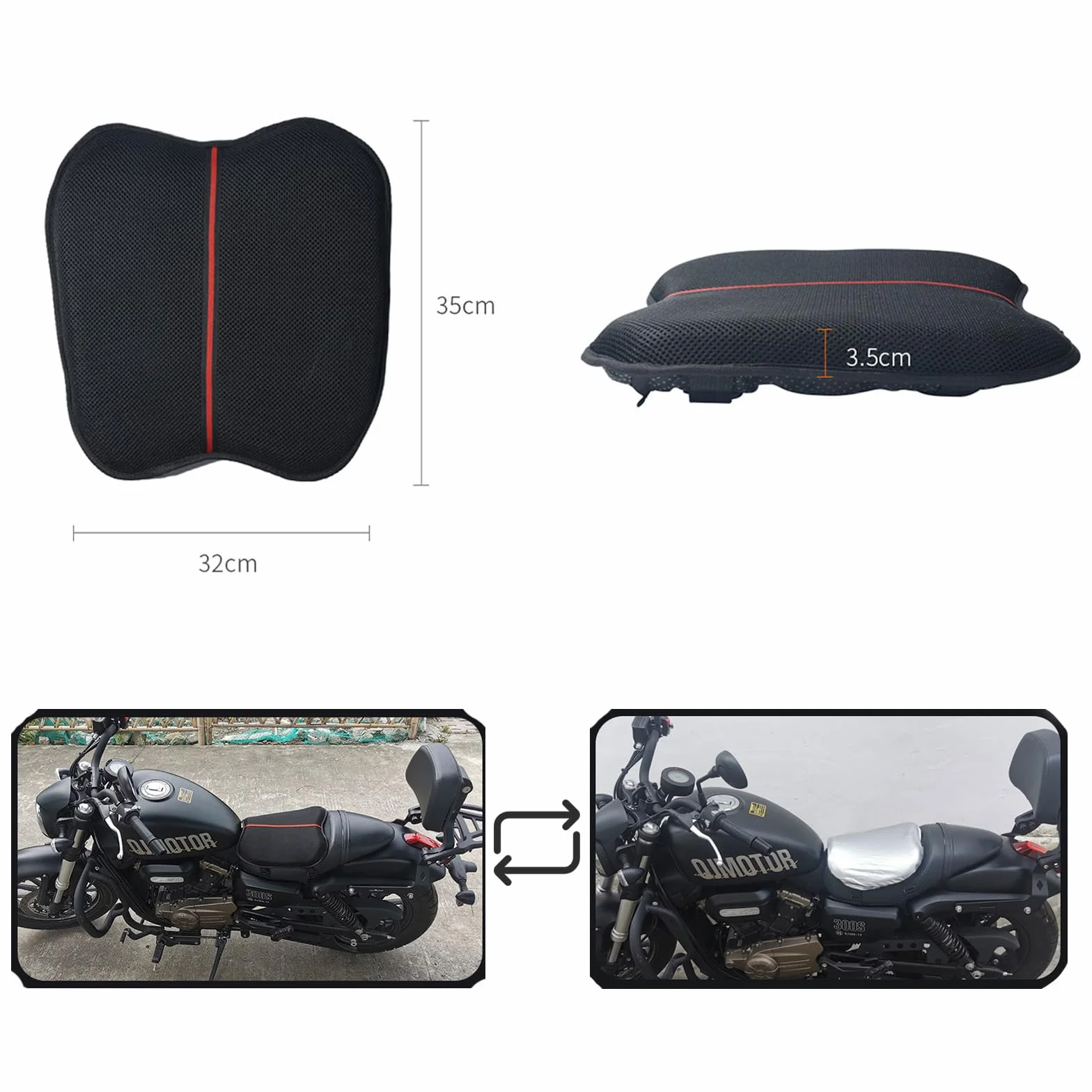 Poduszka na siedzenie motocyklowe żelowa podkładka ochrona słońca deszczu