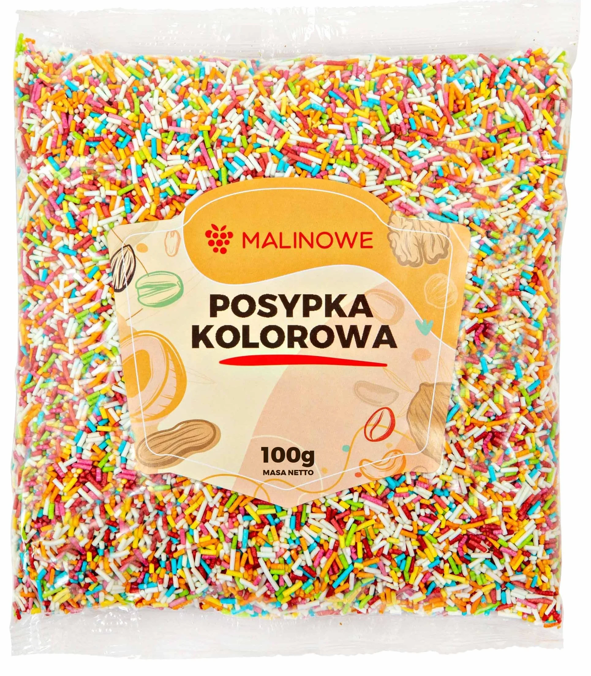 Malinowe POSYPKA CUKROWA 100g Kolorowe Pałeczki Mix