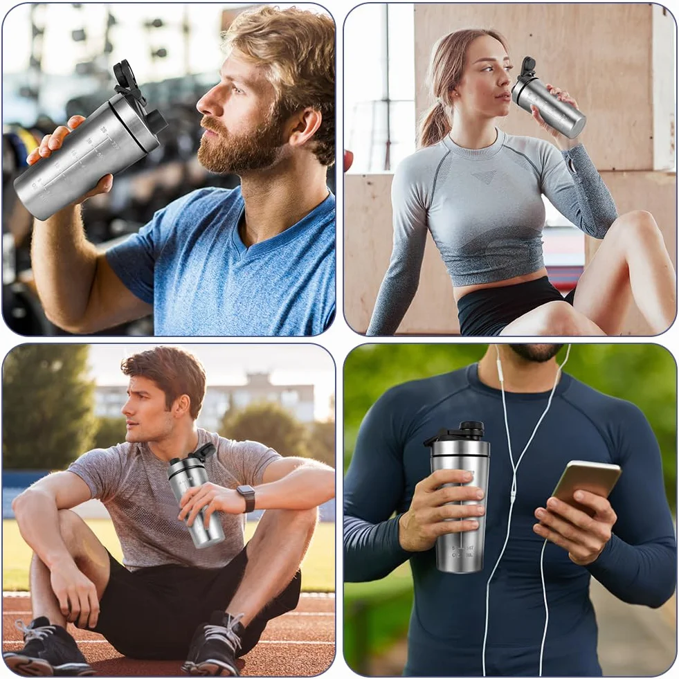 Shaker do białka 7500 ml ze stali nierdzewnej, szczelny, bez BPA