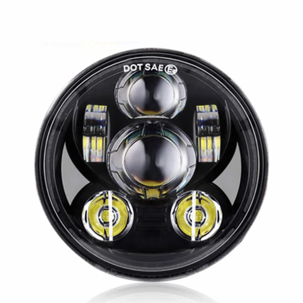 5.75"45W 3/4 Motorcycle Projector Reflektor LED Lampa dla Harley Sportster Iron 883 1200 Dyna Street Bob FXDB (czarny)