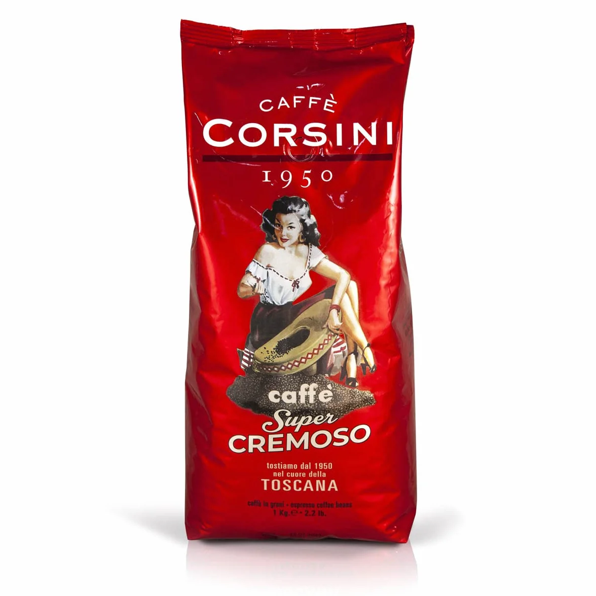 Caffè Corsini - Kawa Ziarnista Super Cremoso, Espresso o Intensywnym i Kremowym Smaku, 1 kg