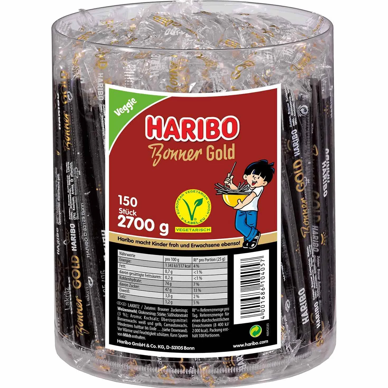 Haribo Bonner Gold 150 drążków 2,7 kg