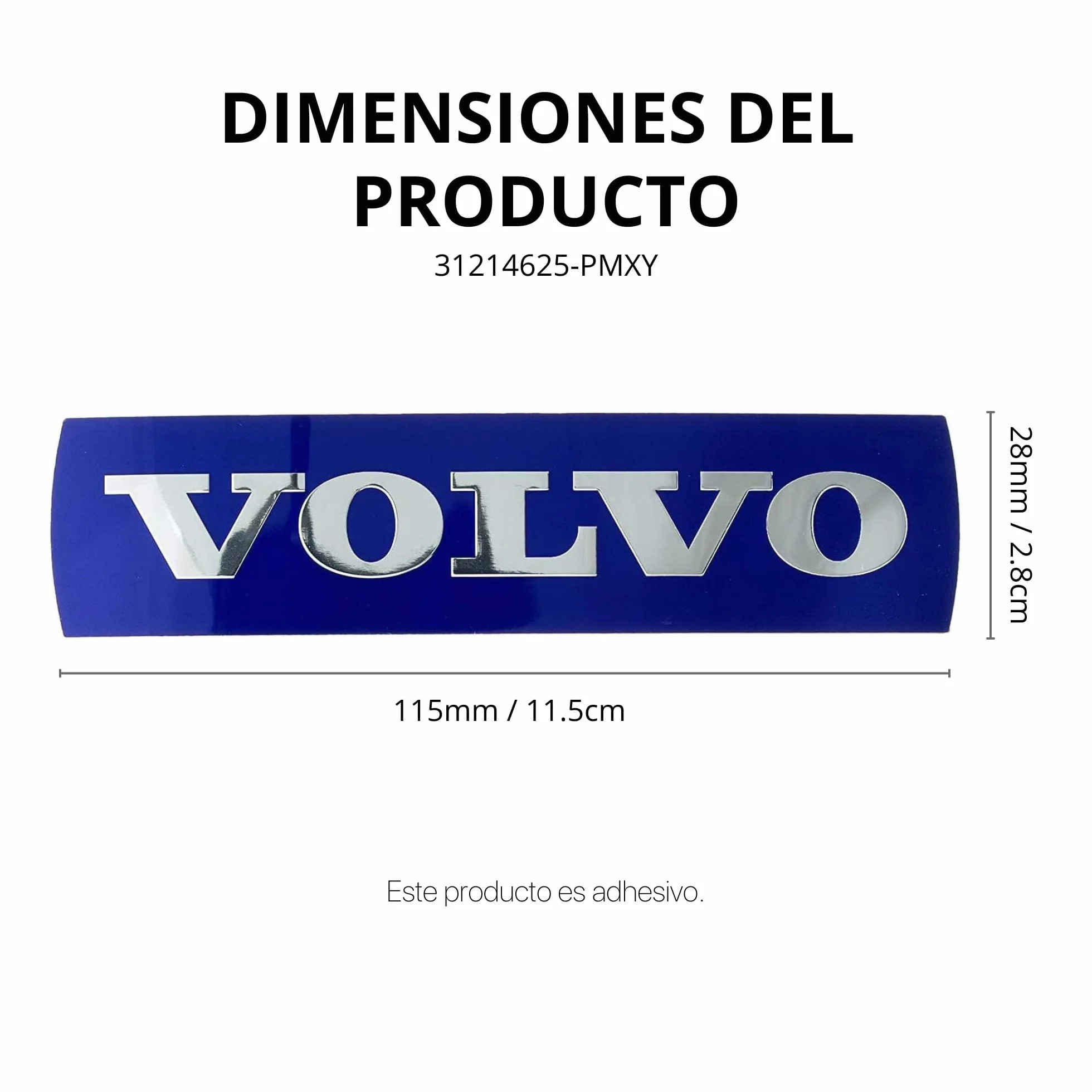 Emblem Volvo Logo osłona chłodnicy 28x115mm V40 V50 V60 V70 XC40 XC60 XC70 XC90 S40 S60 S80 C30 C70