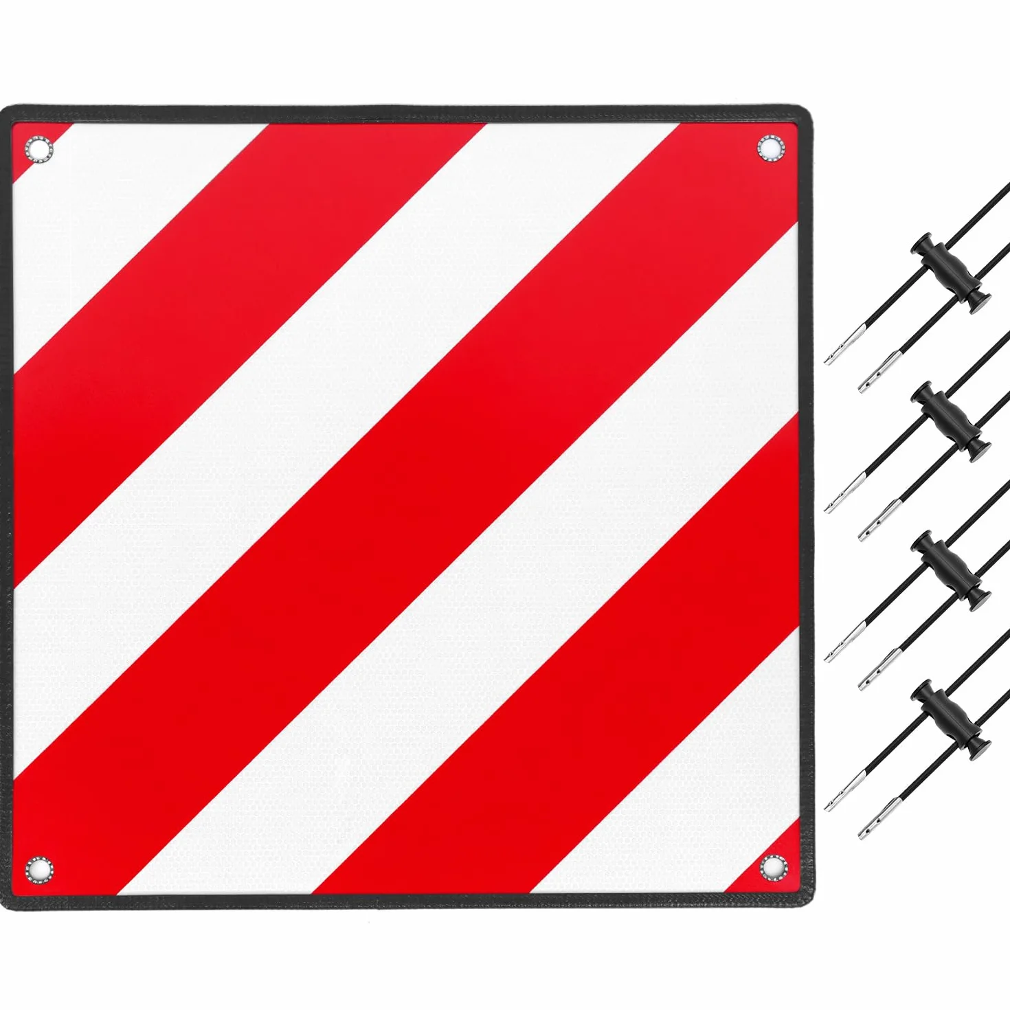 QWORK Odblaskowa tablica ostrzegawcza 2 w 1 z 4 linami napinającymi, 50 x 50 cm, do Włoch i Hiszpanii, do bagażników rowerowych i tylnych