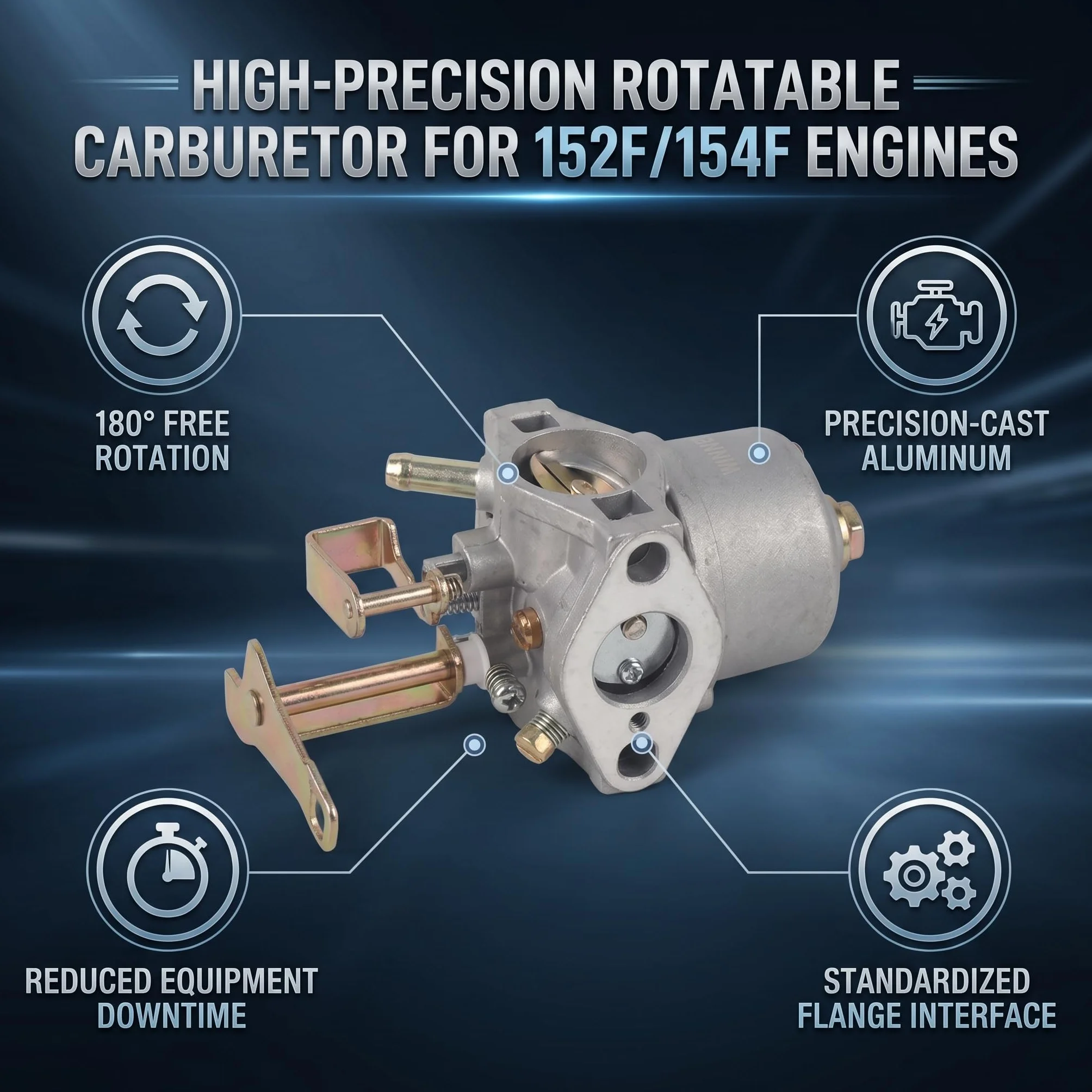 Wymiana gaźnika P15-002 na alternator 1.5KW 152F/154F, obrót o 180 stopni 15mm