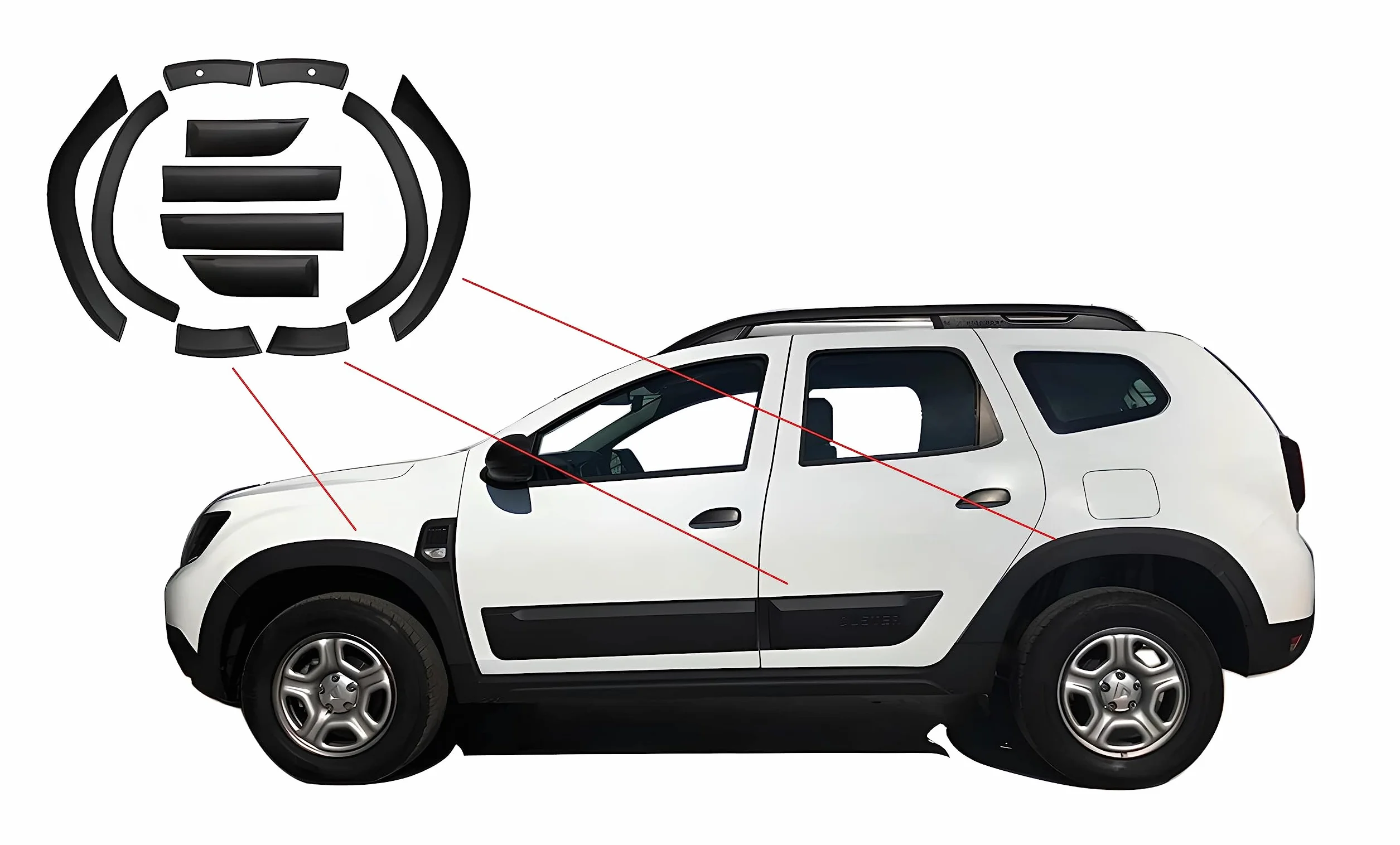 Kształtowanie Felgi i Drzwi Zestaw Karoserii ABS 12 Części, 2010-2017 Dla Dacia Duster