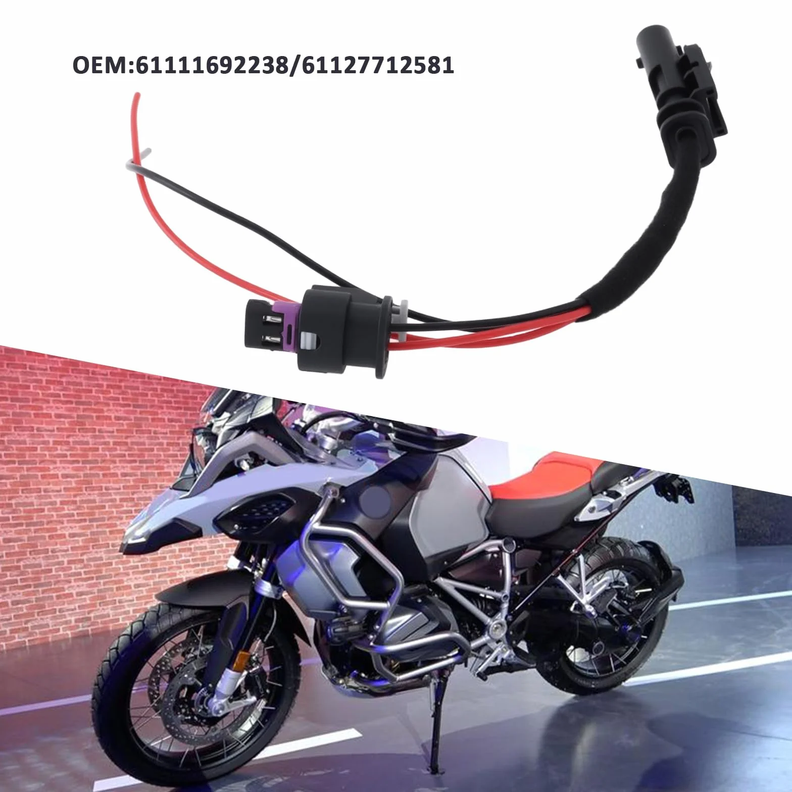 12 V 2-pinowy adapter Y część zamienna 61111692238 61127712581 kompatybilna z BMW R 1200 GS 2006-2019