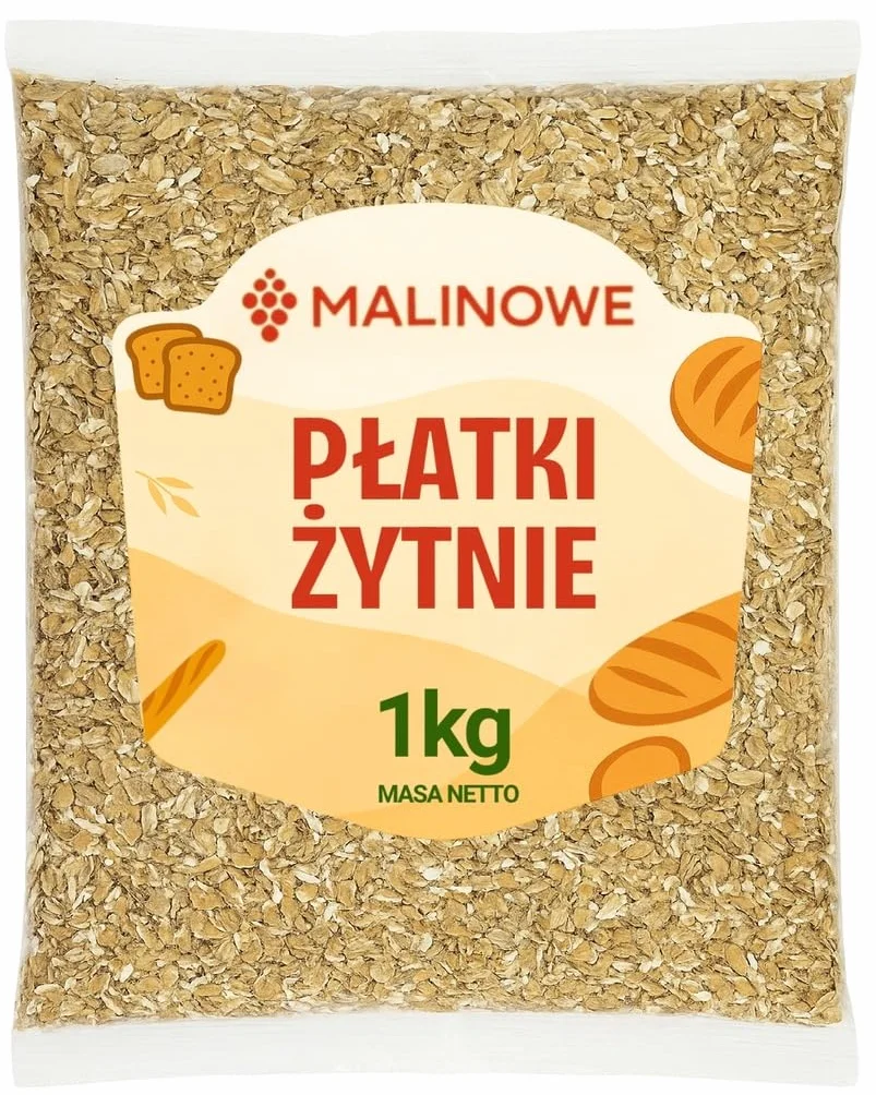 Płatki żytnie malinowe 1kg Naturalne