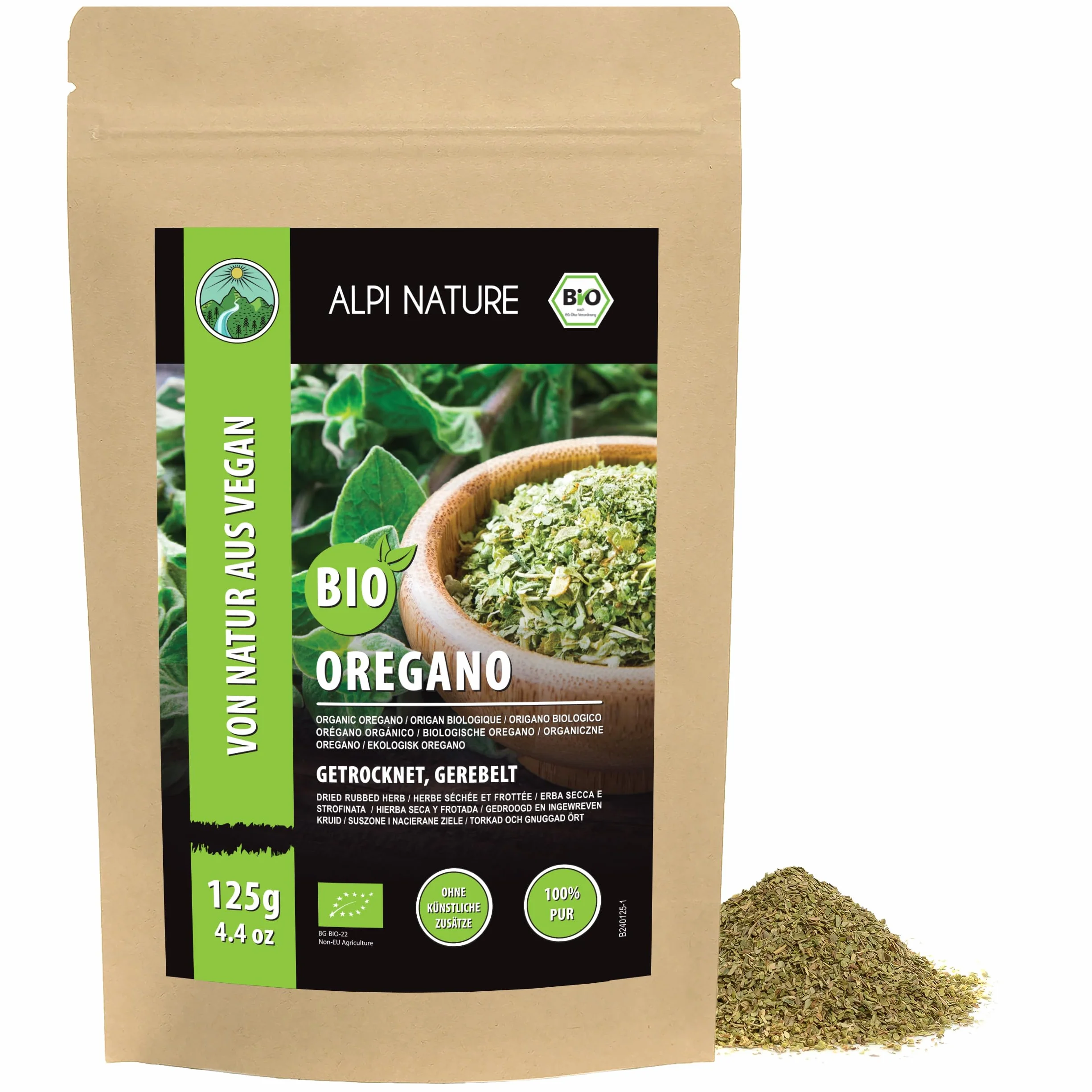 Alpi Nature Ekologiczne Suszone Oregano 125g, Tarte Oregano do Gotowania, Makaronu i Pizzy