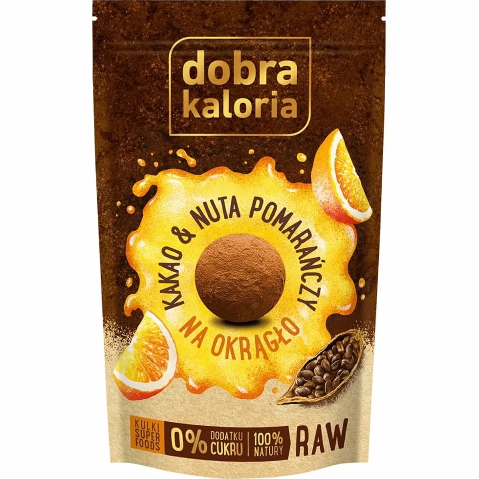 KUBARA Kulki BEZ CUKRU Kakao Pomarańcza Dobra Kaloria 65g