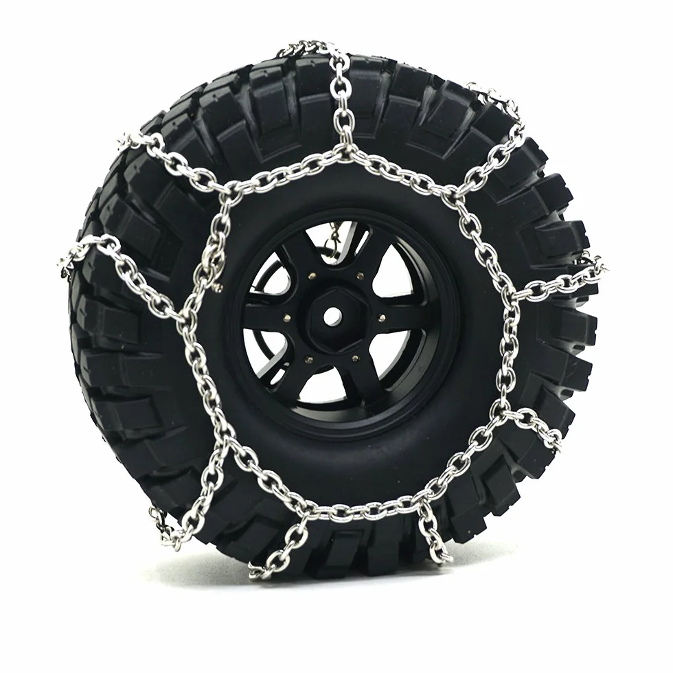 4 szt. metalowe antypoślizgowe łańcuchy śniegowe łańcuchy na opony do 1/10 TRX-4 trx4 Crawler