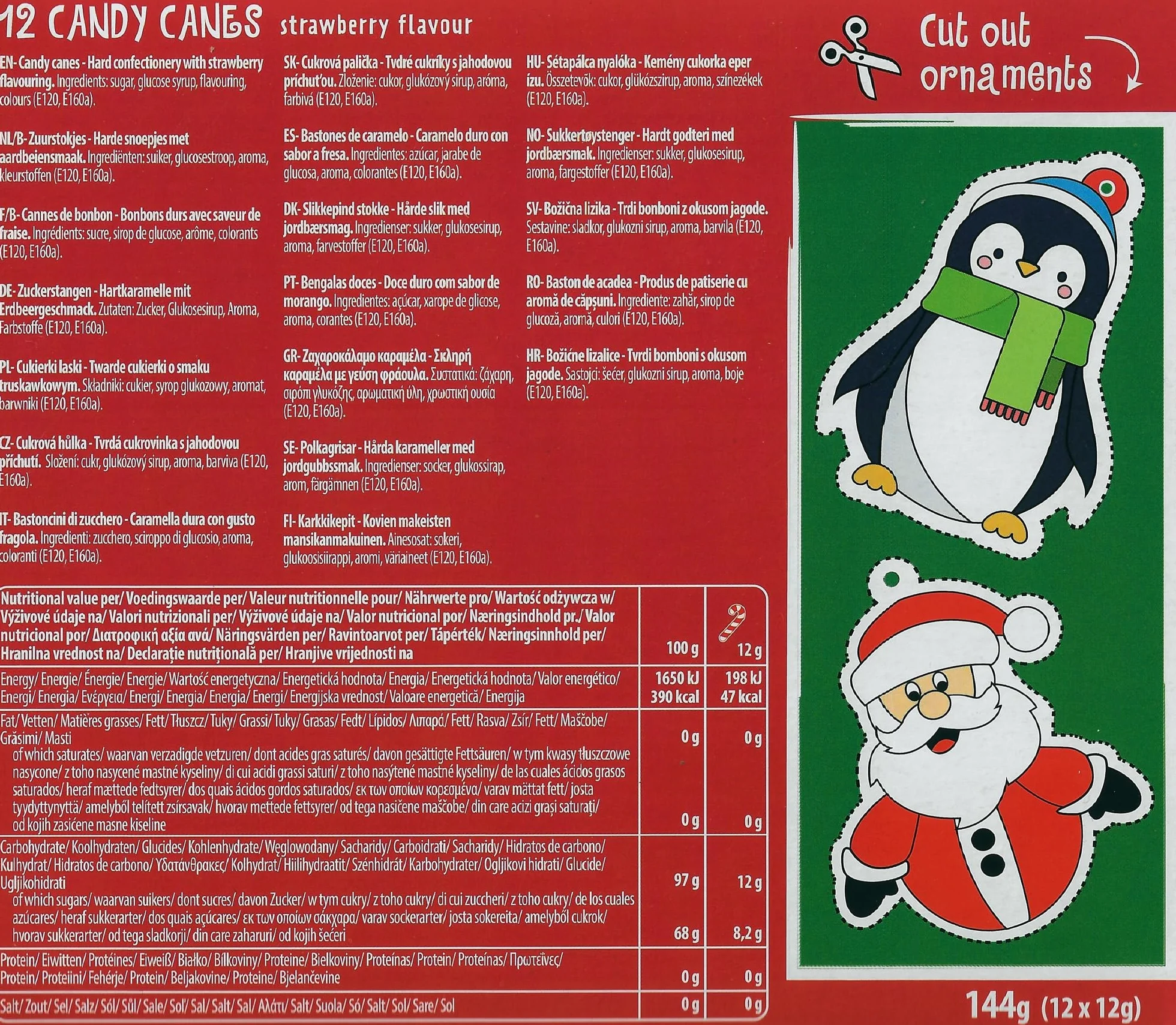 Becky´s 12 lasek cukrowych – Candy Canes – smak truskawkowy, czerwony biały – 12 sztuk, po 12 g