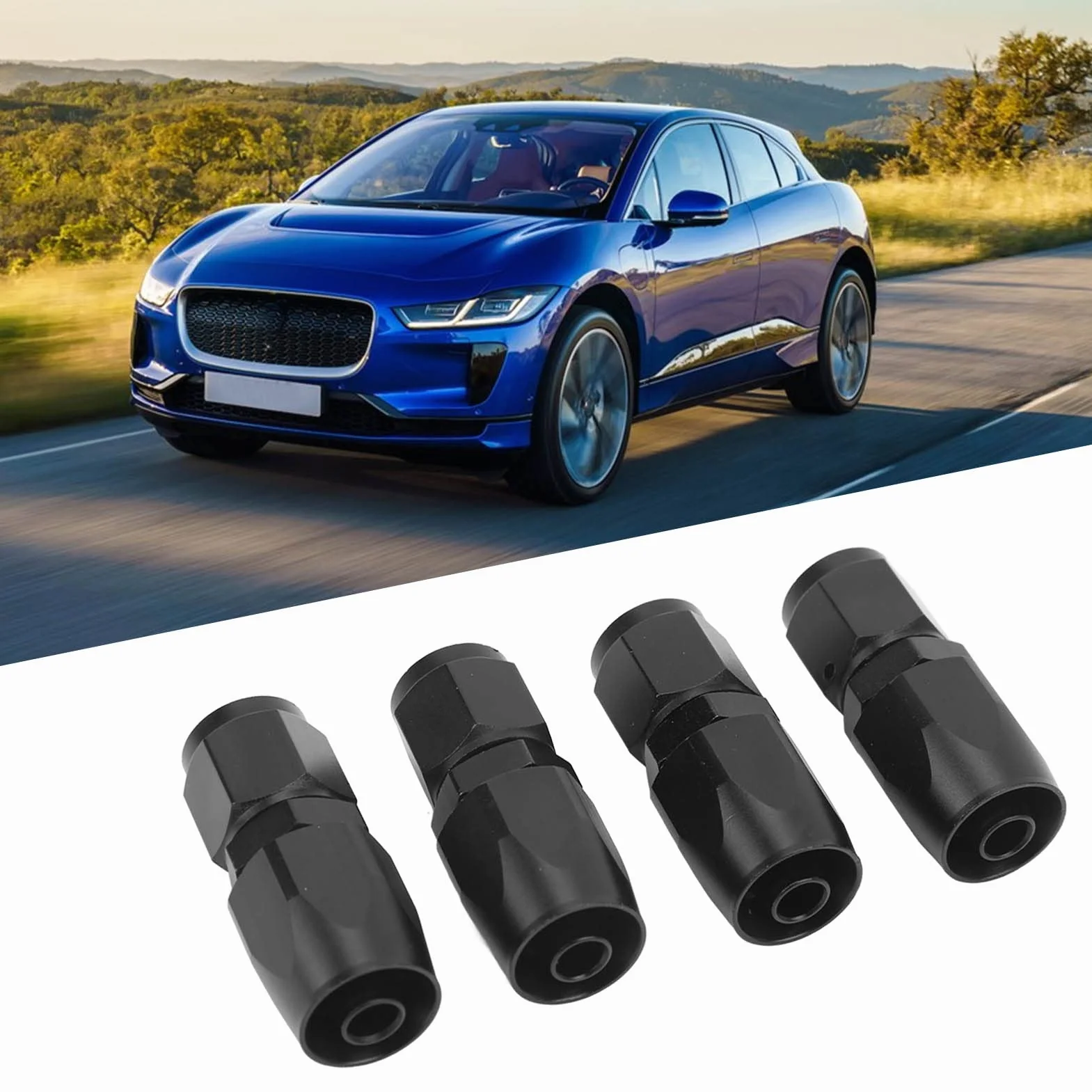 Końcówka Węża Przewodu Gazowego Opałowego, 4 Szt. Uniwersalna Aluminiowa AN6 0 Stopni Prosta Obrotowa Końcówka Węża Adapter do Montażu Modyfikacja Samochodu Czarna na