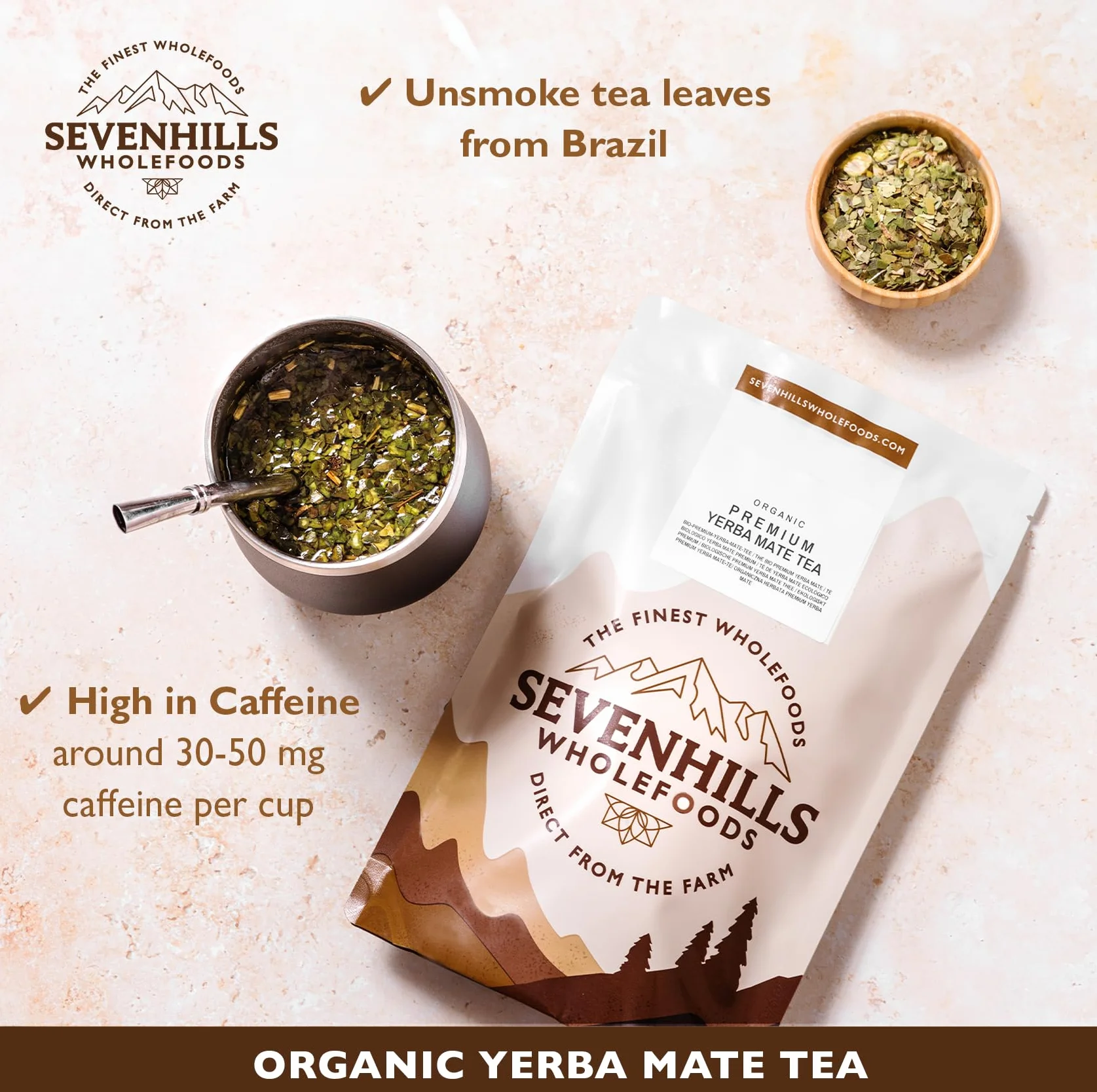 Sevenhills Wholefoods Organiczna Yerba Mate Erva Mate Chimarrao 400g