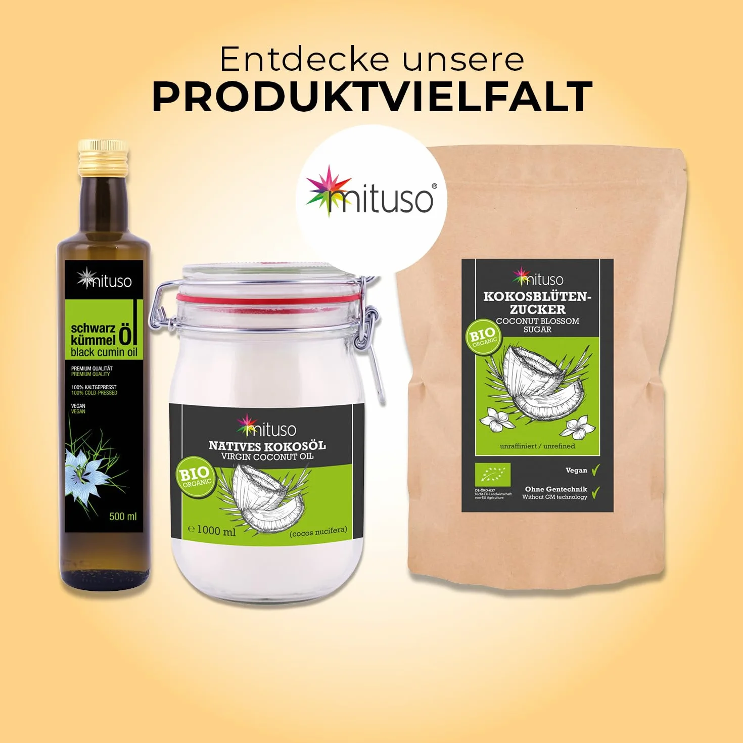 mituso MCT olej na bazie oleju kokosowego – 2 x 500 ml | 70% kwas kaprylowy (C8) i 30% kwas kaprynowy (C10) kwasy tłuszczowe | 100% czysty olejek MCT bez smaku – bez cukru, bez GMO