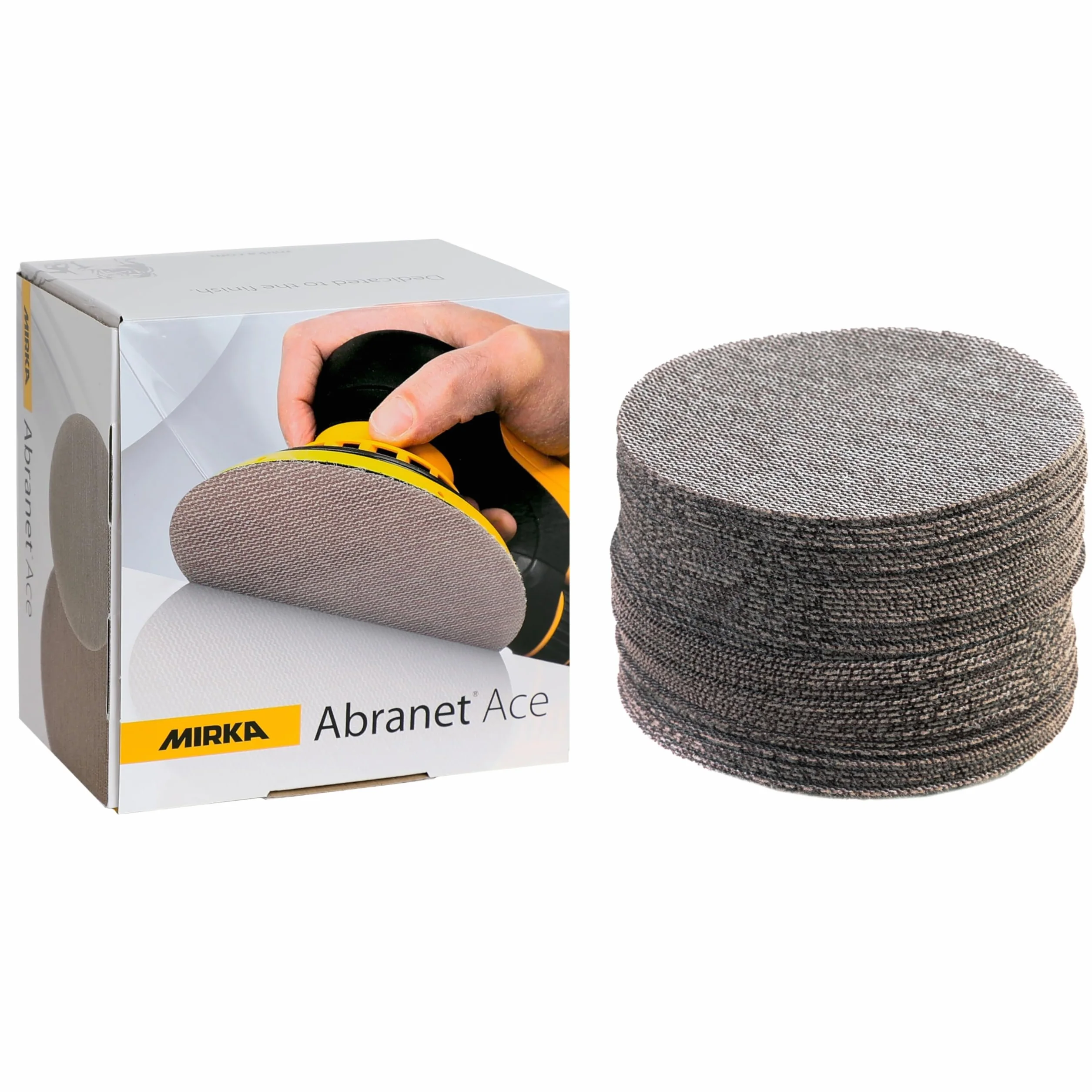 Mirka Abranet Ace tarcze szlifierskie Ø 125 mm rzep / P240 ziarno / 50 szt/Do wszystkich szlifierek oscylacyjnych 125 mm/Półceramiczne/Do szlifowania twardych powierzchni, drewna, metalu