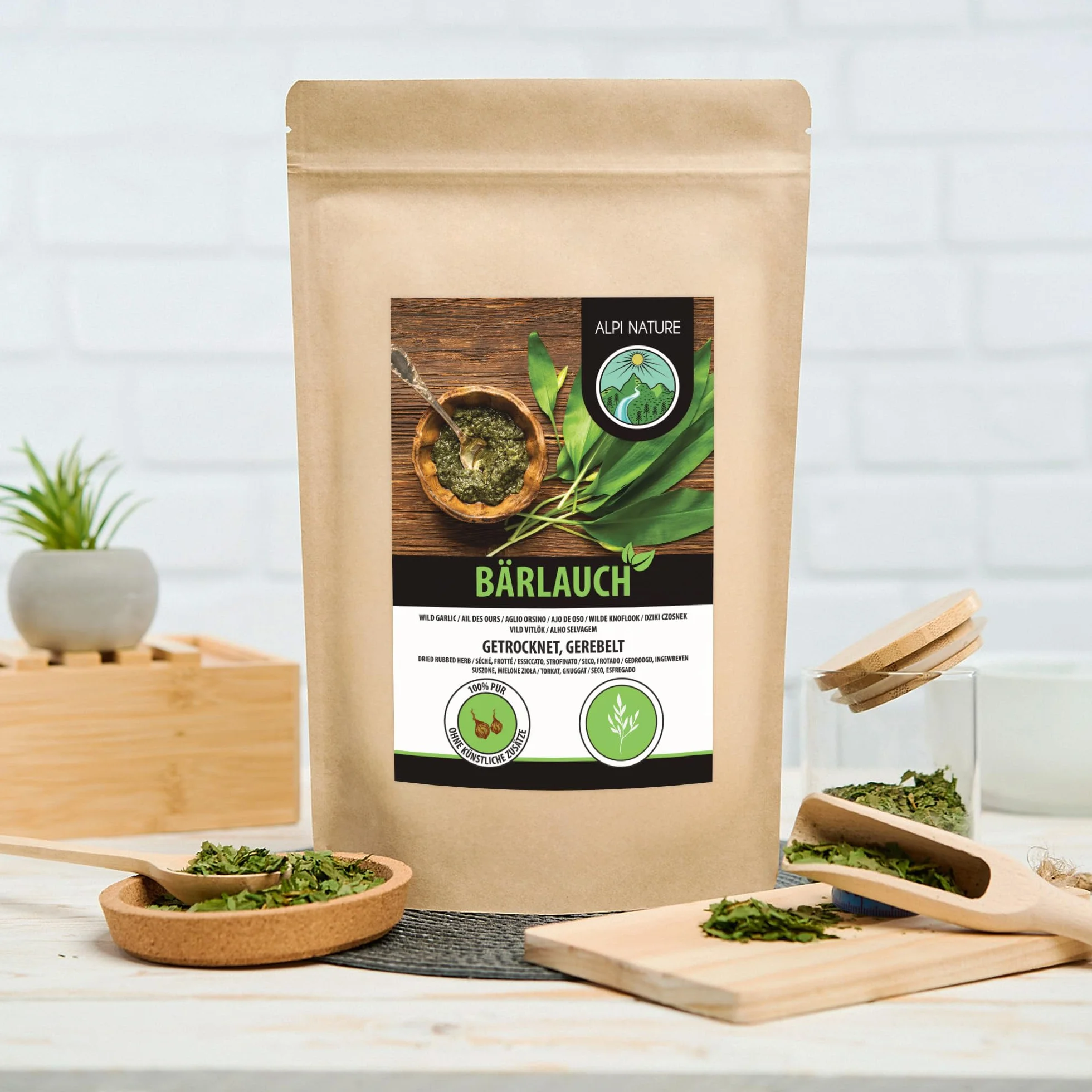 Alpi Nature Czosnek Niedźwiedzi 250g, Suszone i Cięte Liście Czosnku Niedźwiedziego do Gotowania
