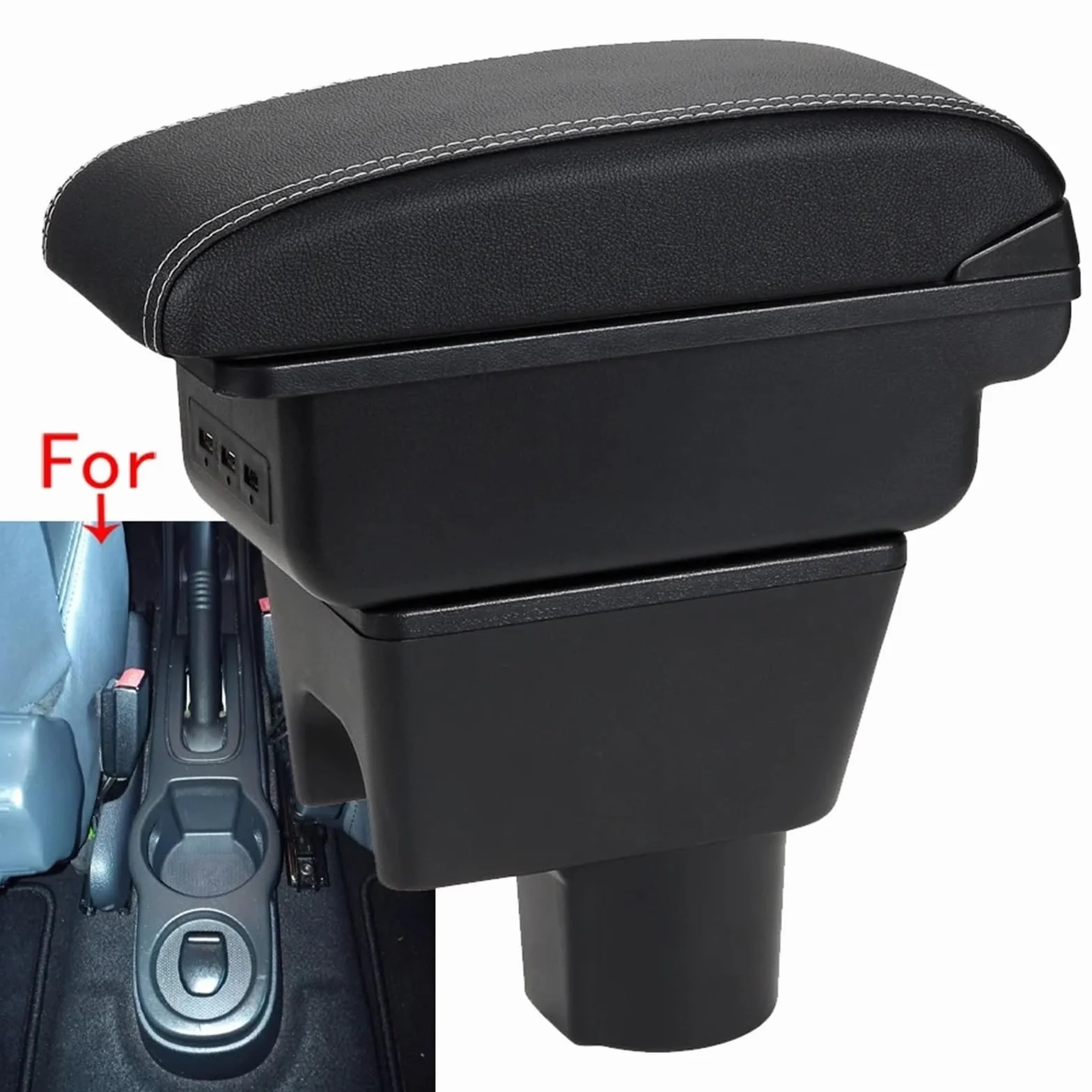 Armsteun Richter Bush Podłokietnik Pasuje Do Nissan Terrano 3 Renault Duster Oroch Car Podłokietnik Box 2012-2018 Części Schowka Akcesoria Samochodowe(C3 Black white NOUSB)