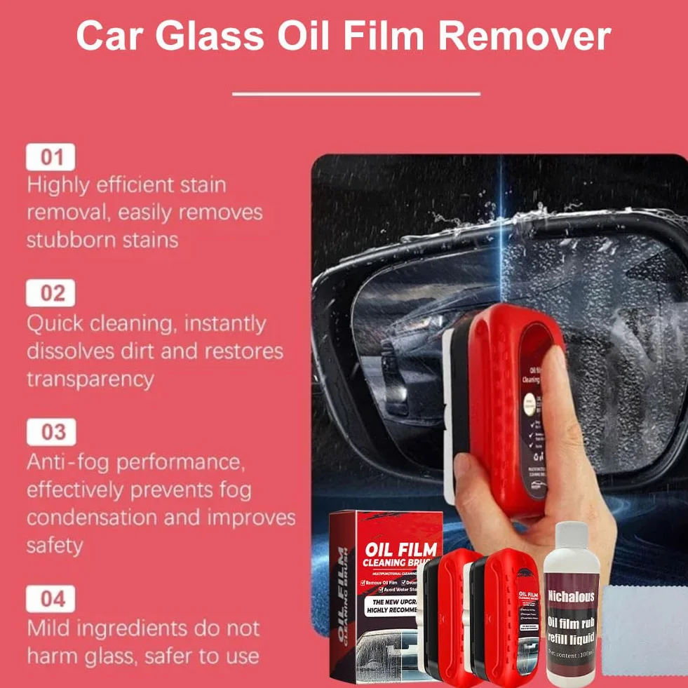 Środek do czyszczenia szyb Clear Vision, szczotka do usuwania filmu olejowego, 3 sztuki Clear Vision środka do czyszczenia szyb samochodowych, 2026 nowy środek do czyszczenia przednich szyb, Clear