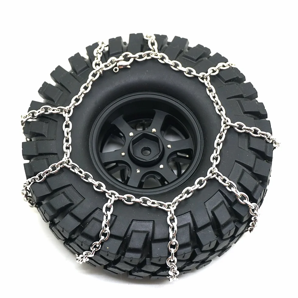 4 szt. metalowe antypoślizgowe łańcuchy śniegowe łańcuchy na opony do 1/10 TRX-4 trx4 Crawler
