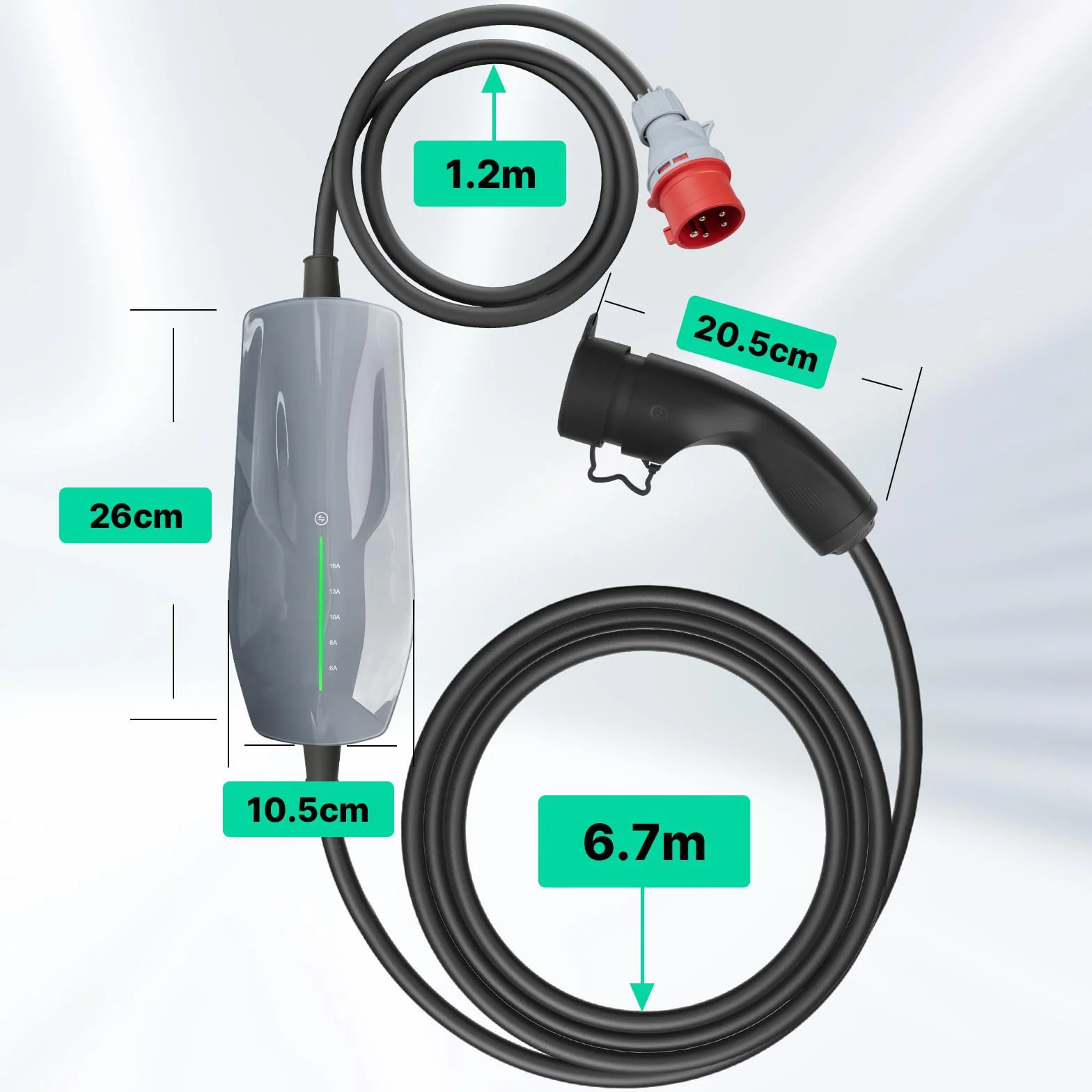 Kabel ładujący typu 2 11 KW EV ładowarka z wtyczką CEE, [6-16A] 10 metrów