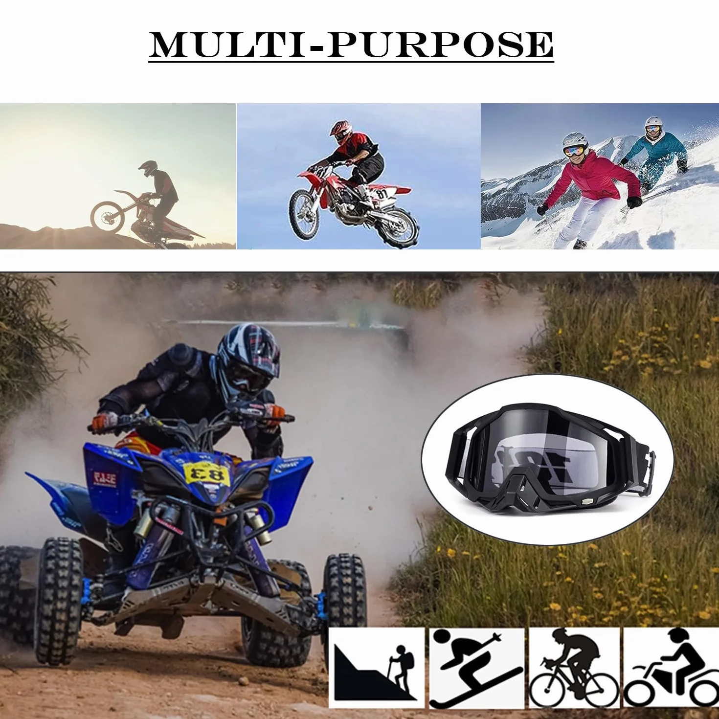 Pyłoszczelne gogle motocyklowe maska MTB motocrossowa przezroczysta