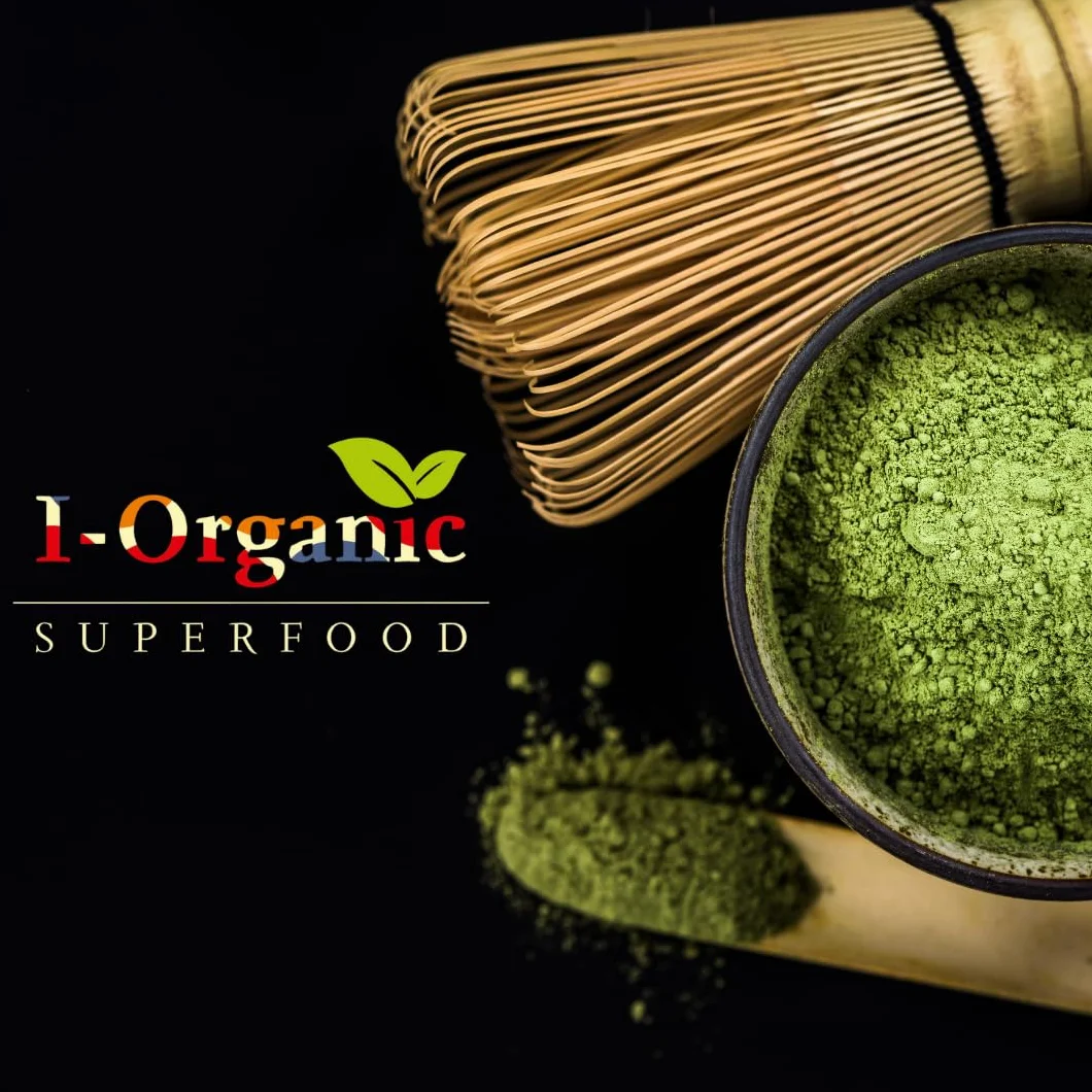 I-Organic Organiczna chińska matcha 100g, Zielona herbata w proszku, Bogata w antyoksydanty L-teaninę kofeinę, Wspomaga metabolizm, Poprawia koncentrację i poziom energii