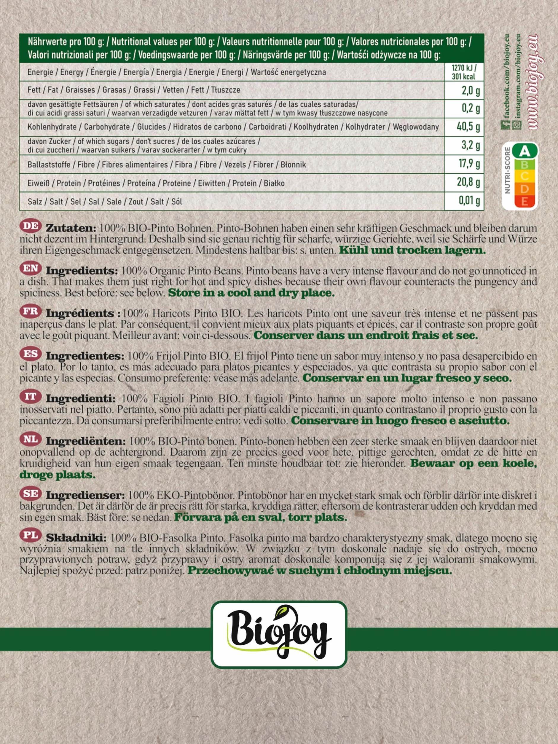 Biojoy BIO-Fasolka organiczna pinto (1,5 kg)