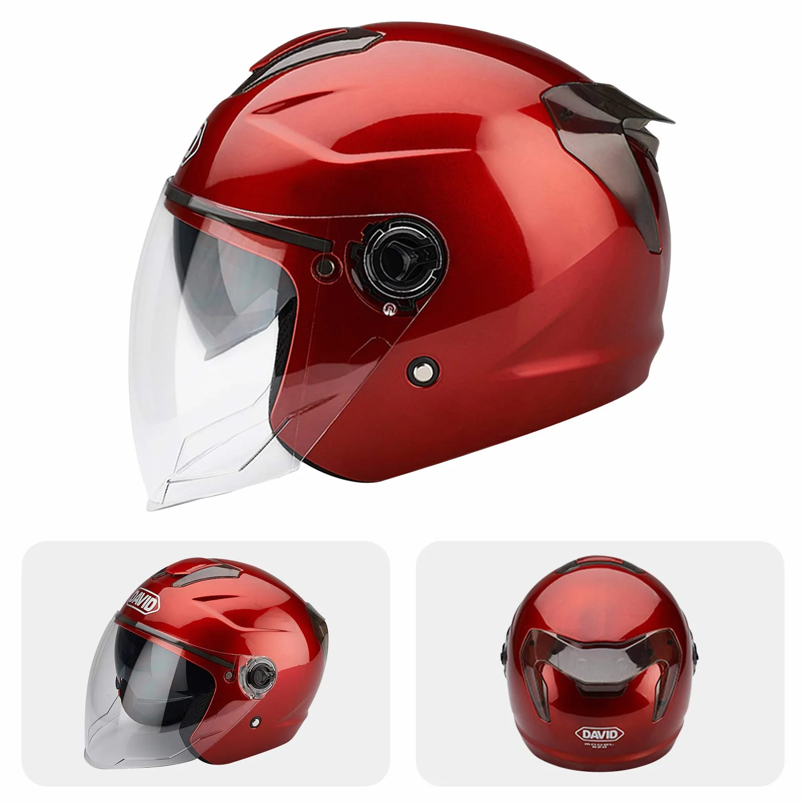 Galatée kask motocyklowy dla dorosłych z osłoną przeciwsłoneczną, nadaje się do motocykli elektrycznych, skuterów i krążowników, odporna na uderzenia wyściółka ABS i EPS (czerwona)