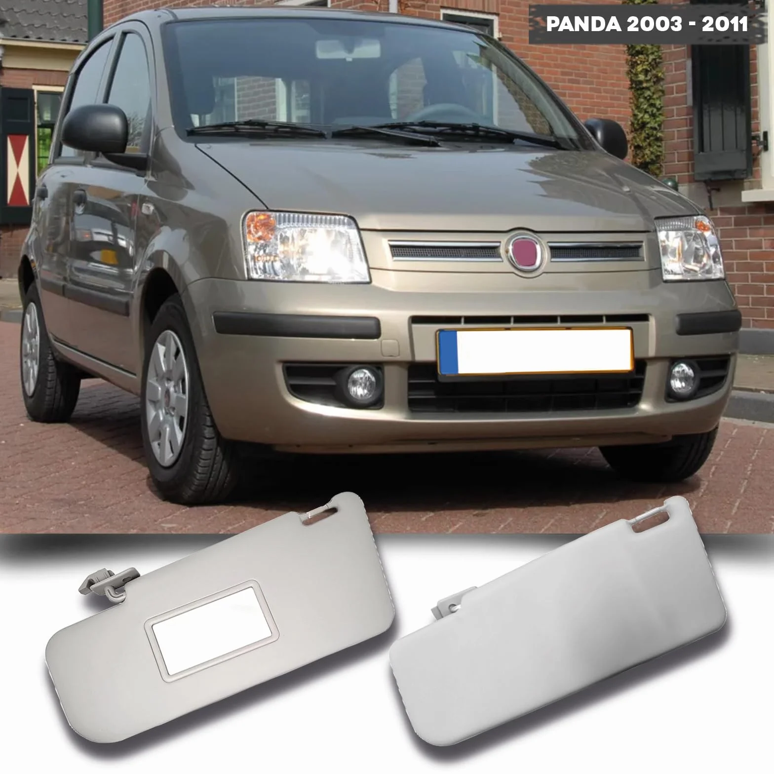 CG94 - Osłona przeciwsłoneczna F. PANDA 2003-2011 z lustrem | Wymiary: 40 x 16,5 x 3 cm (lewa strona)