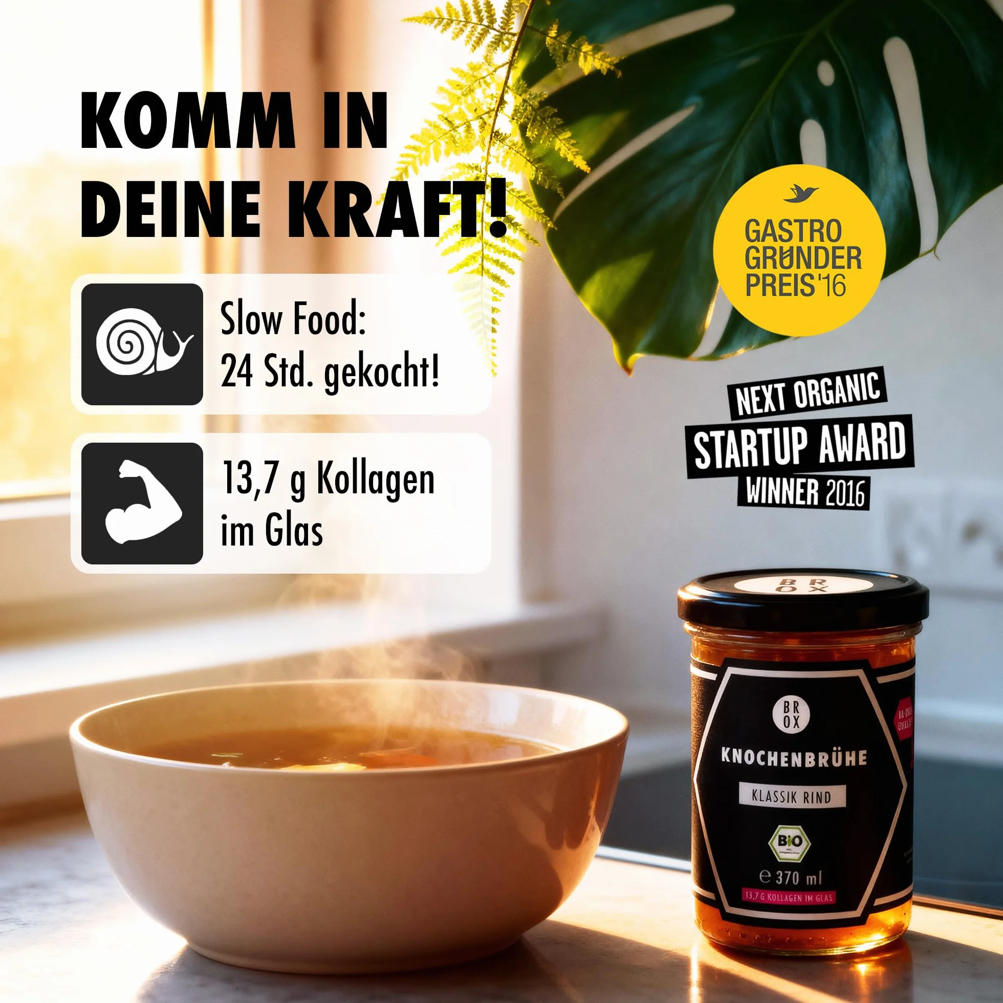 BROX Bio-wołowina 6 x 370 ml kolagen białko żelatyna ugotowana na 18 godzin