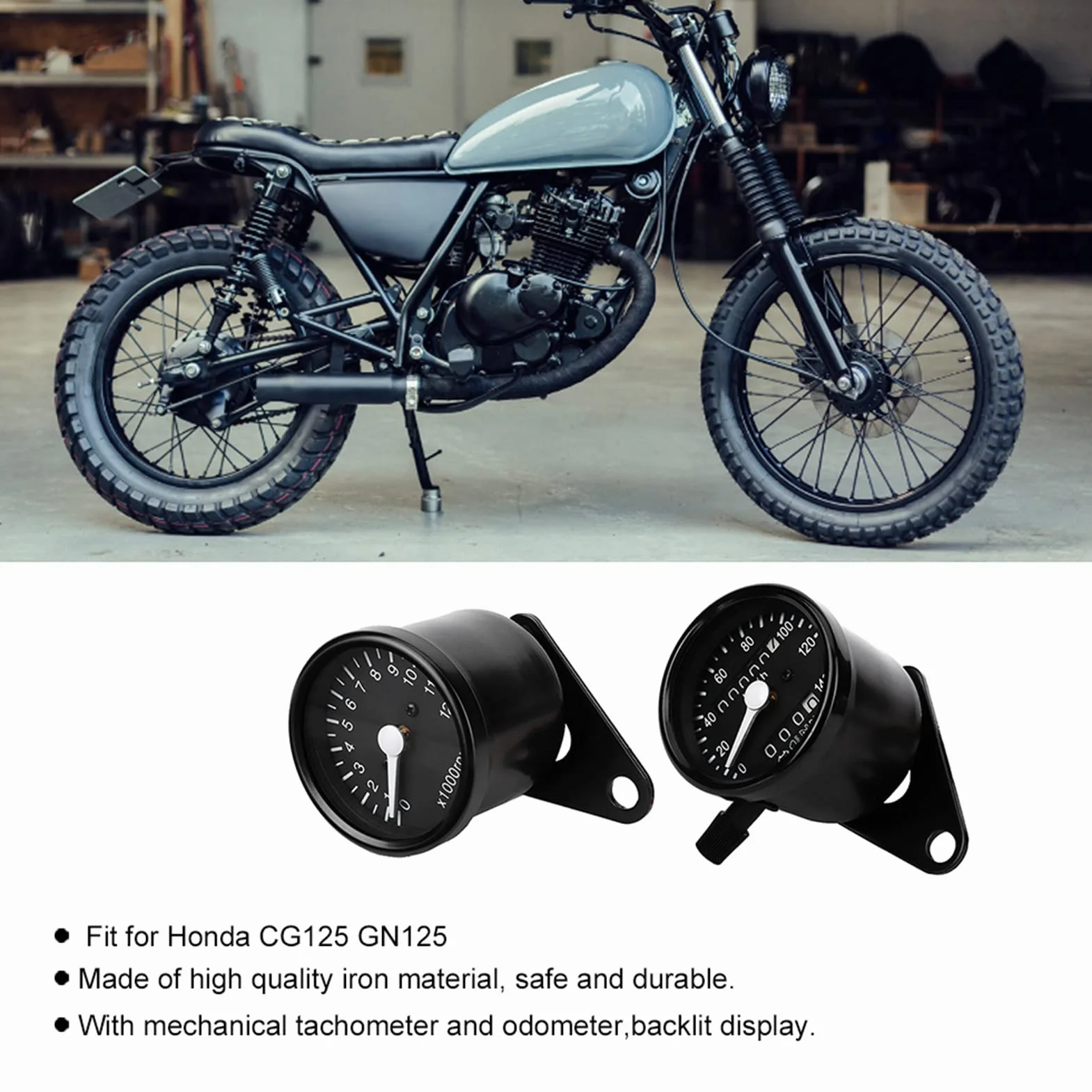 Fydun Obrotomierz Motocyklowy Przebieg Mechaniczny Podwójny Instrument Elektronika Tacho Gauge Wymiana dla CG125 GN125