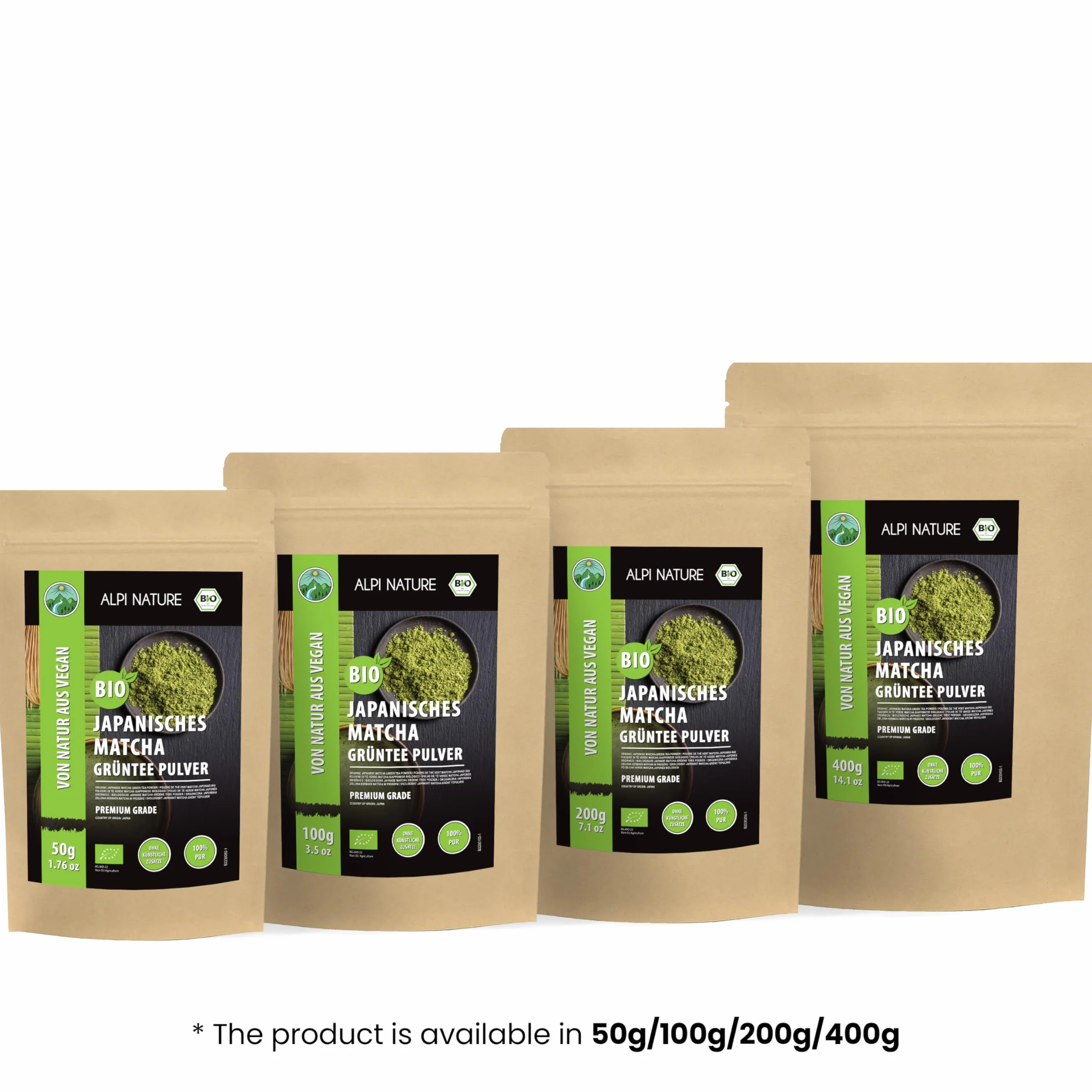 Alpi Nature Ekologiczna Matcha w Proszku 100g, Japońska Zielona Herbata Matcha Klasy Premium