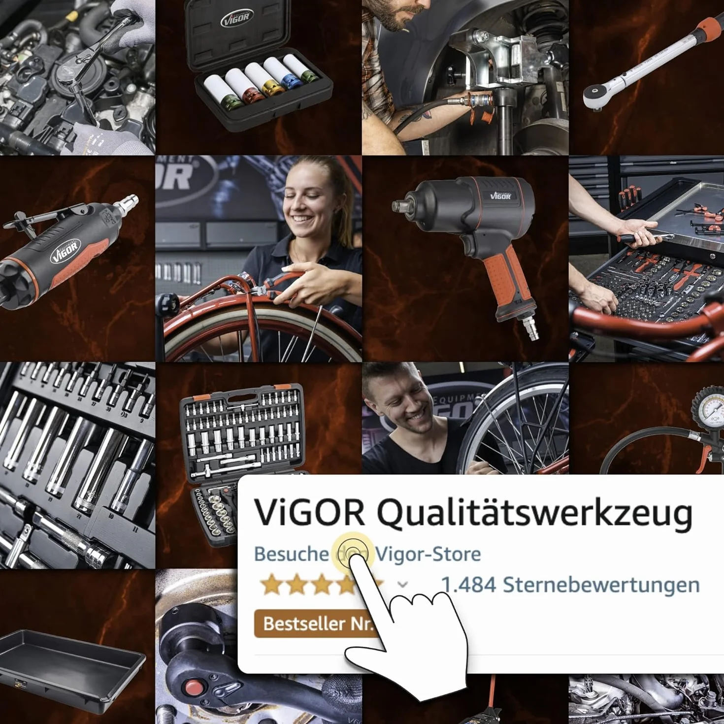 ViGOR Manometr do opon V6905 - Drobna dźwignia pompowania do ukierunkowanego dozowania, podziałka: 0,1 bara - Manometr pokryty gumą do ochrony przed lekkimi uderzeniami