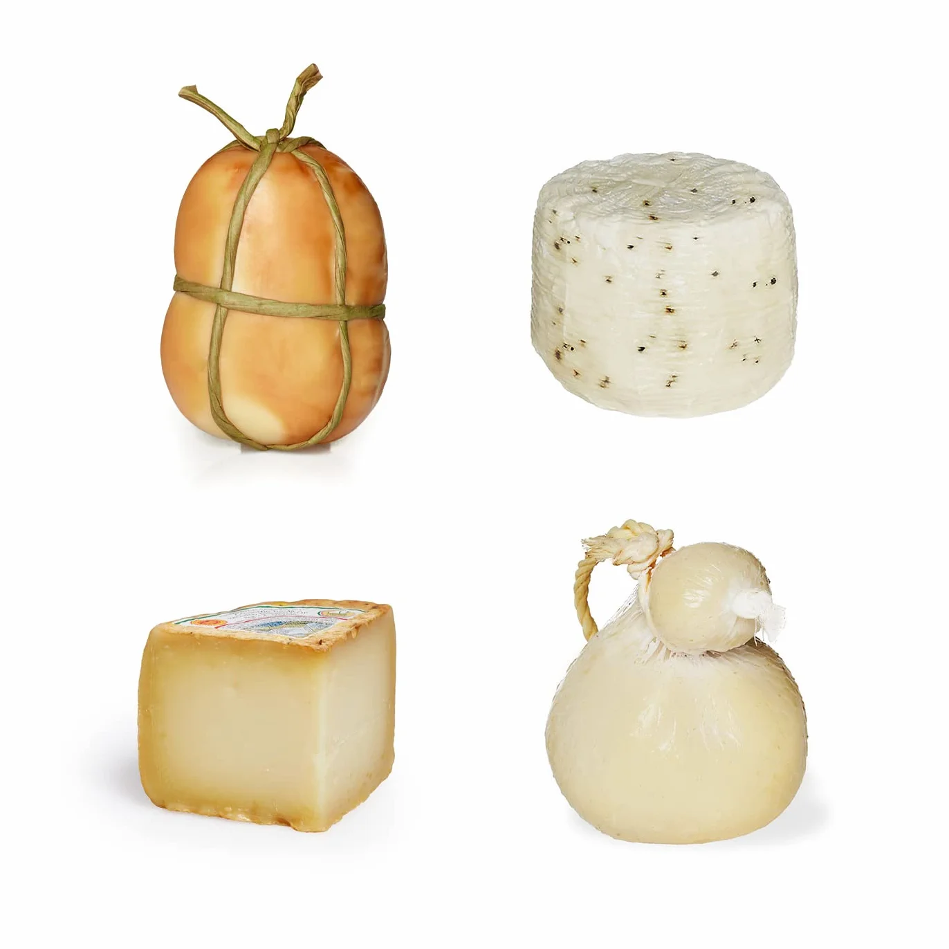 Italian cheese tasting box Smoked Provola 450g Salted Primo cheese with pepper 950g Pecorino Toscano DOP 450g Classic Caciocavallo 750g