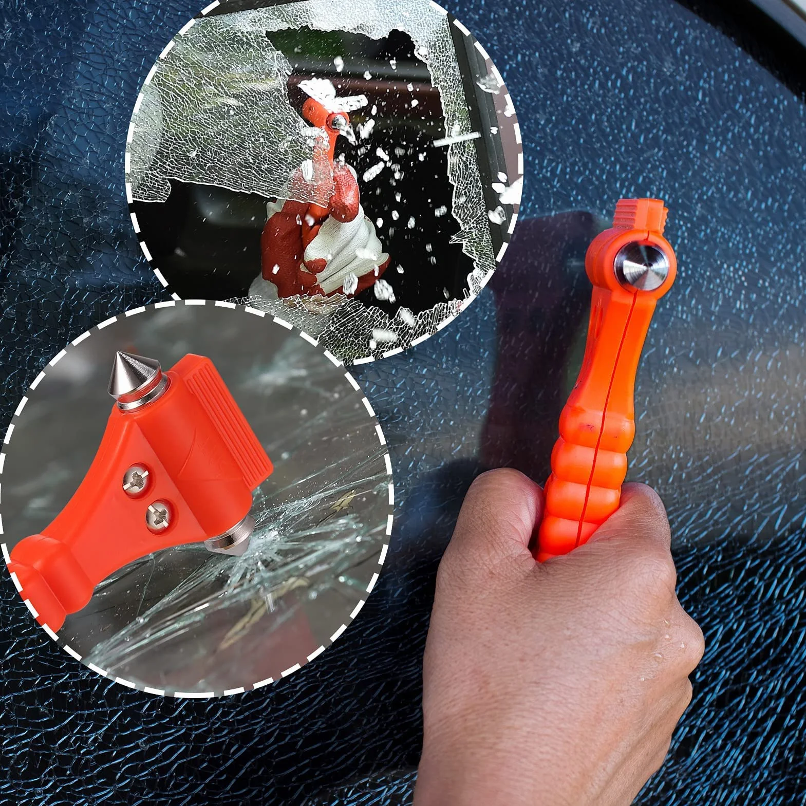 Fentar 4-sztukowy zestaw łamaczy do szyb samochodowych, młotek awaryjny do samochodu i nożyk do pasów bezpieczeństwa, 2-w-1 młotek do szyb samochodowych do ucieczki, młotek bezpieczeństwa samochodowy