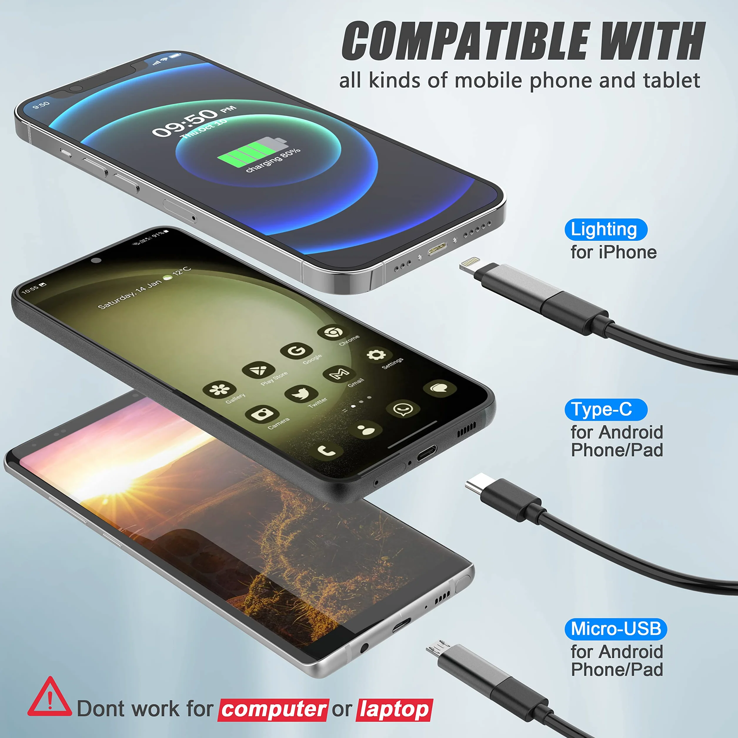 5,5 mm 1920P endoskopowa kamera inspekcyjna węża, boroskop Lightswim typu C, kamera z 8 diodami LED do smartfonów z systemem Android i iOS, iPhone'a, iPada, Samsunga (5 m)