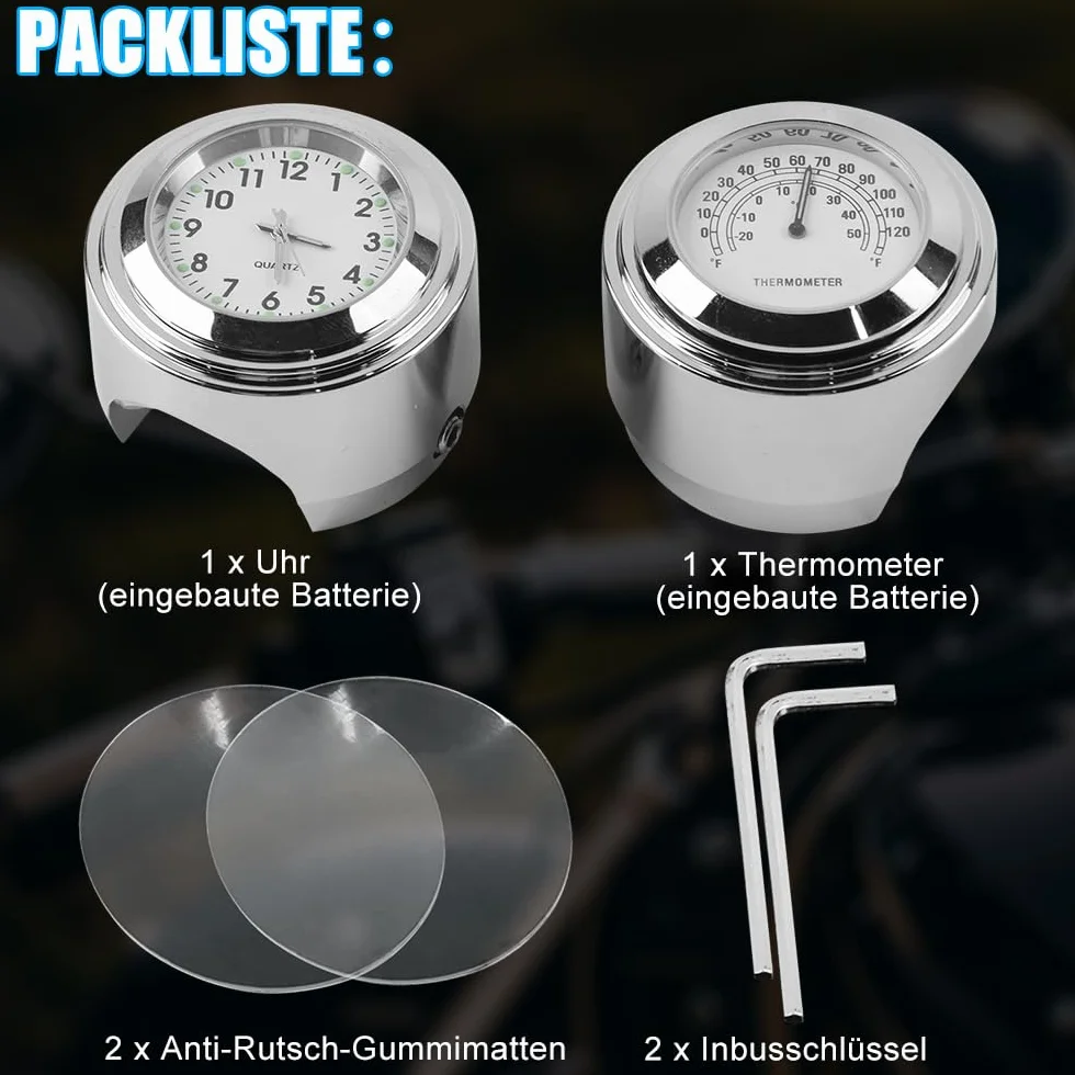 Termometr motocyklowy wodoszczelny 22-25 mm nierdzewny
