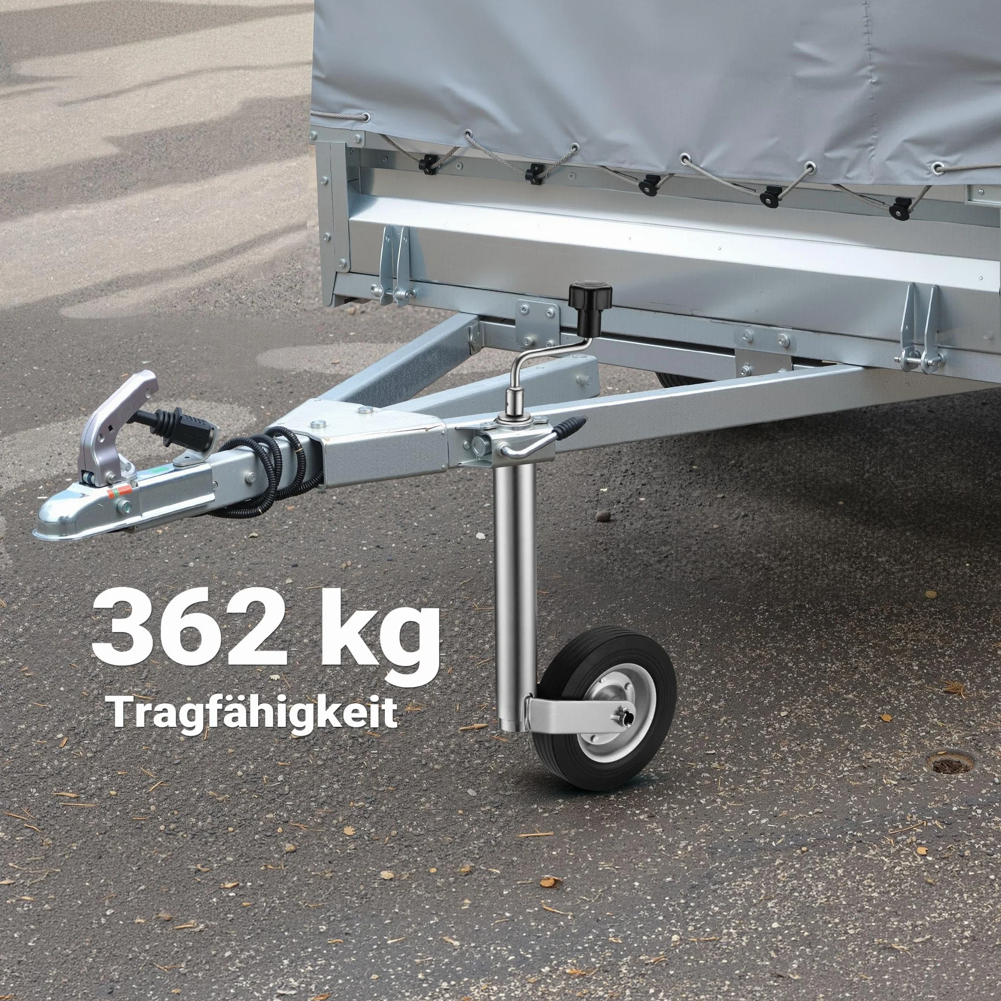 Koło podporowe do przyczepy 362kg śr. koła 48mm pełne gumowe z felgą stalową wspornik