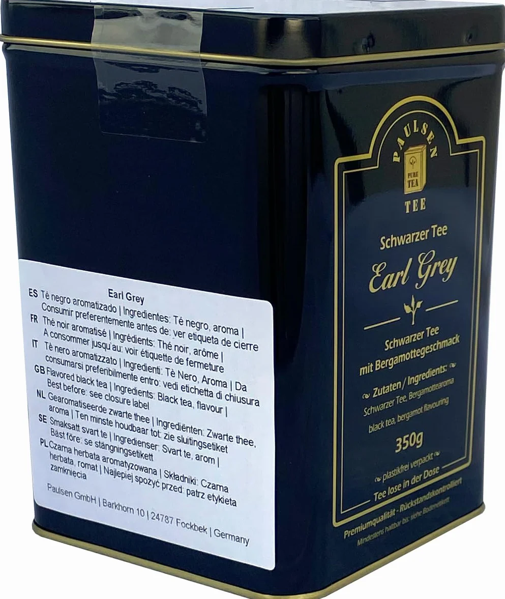 Earl Grey, Paulsen czarna herbata z aromatem bergamotki 350g w pudełku nadającym się do kontaktu z żywnością