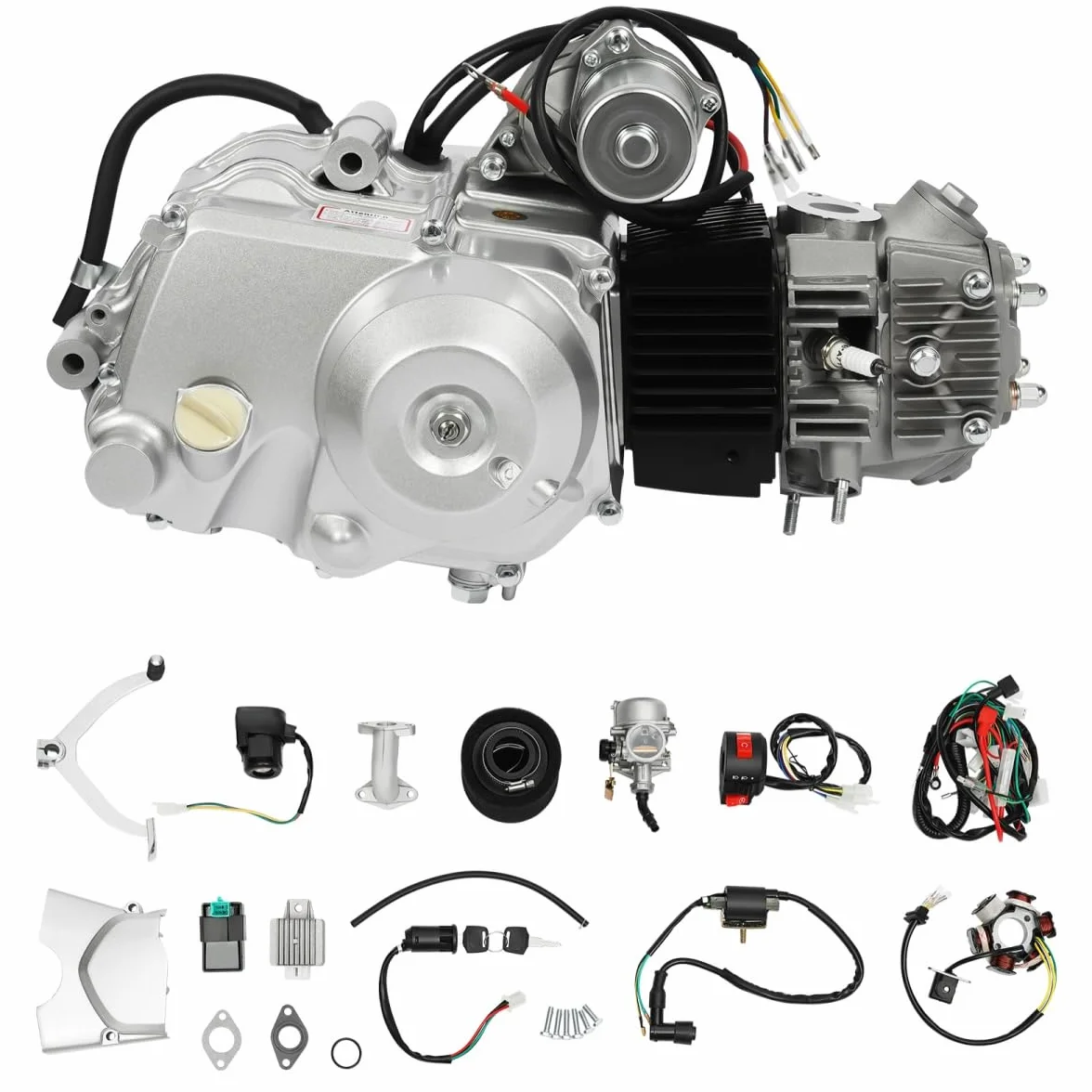 Silnik 125 ccm 4-suwowy jednocylindrowy z rozrusznikiem elektrycznym CDI, 3-biegowy z biegiem wstecznym