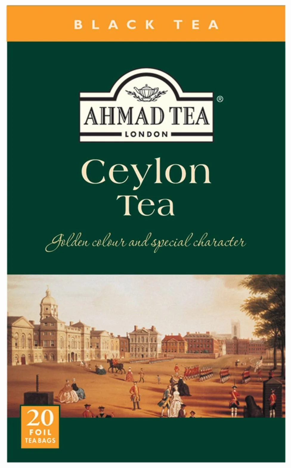 Ahmad Tea Ceylon czarna herbata, 20 torebek herbaty z tasiemką/metką, hermetycznie zamknięte, zapakowane w folię