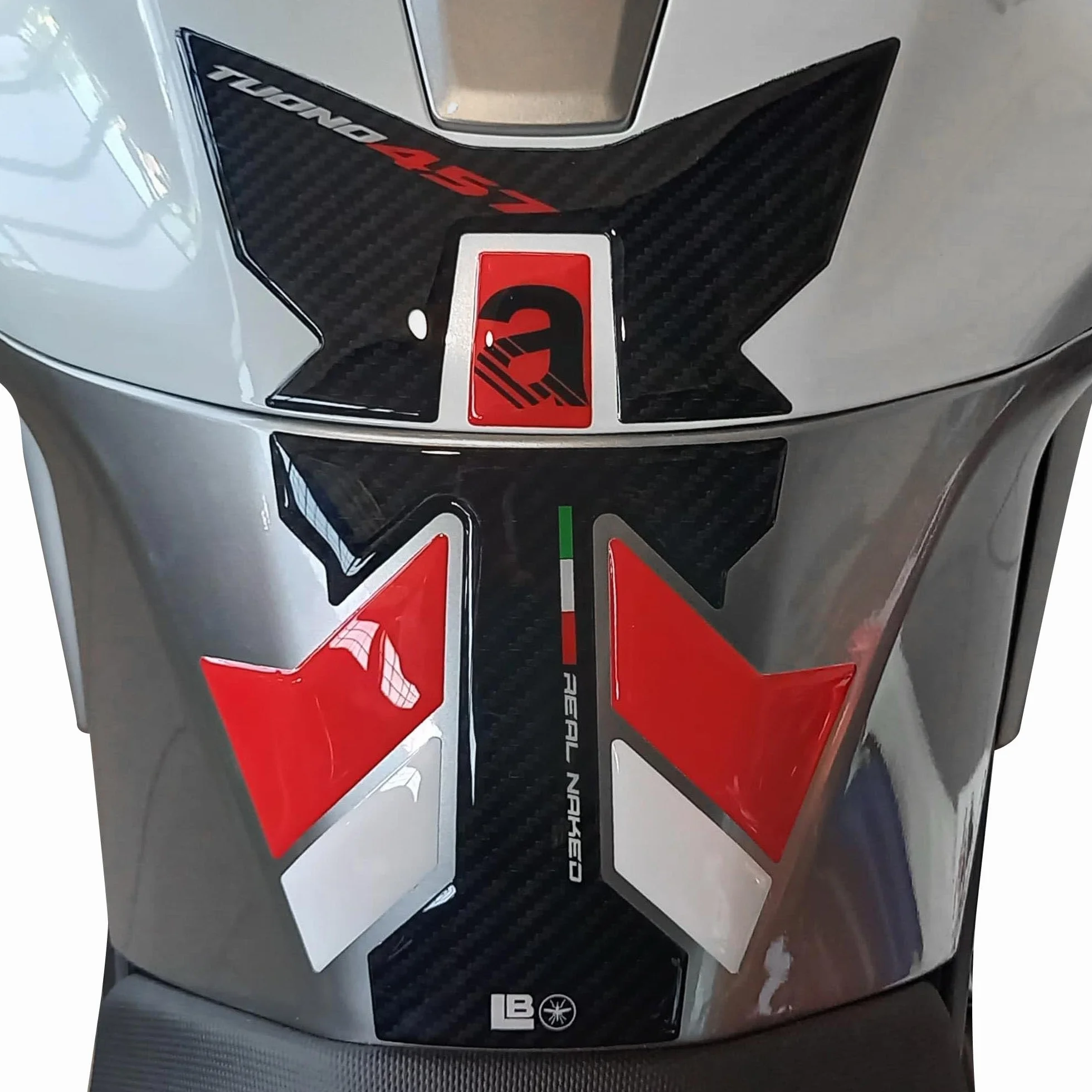 labelbike - Naklejka 3D Motocykl Zbiornik paliwa Ochrona i Dekoracja z żywicy kompatybilny z Aprilia Tuono 457 2025 Kolor biały