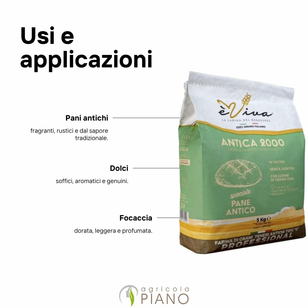Agricola Piano Antica 2000 Mąka z dawnych odmian pszenicy miękkiej Typ 550 5 kg