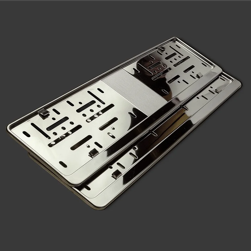AROBA 2 x uchwyt tablicy rejestracyjnej premium, 100% polerowana stal nierdzewna, produkt przeznaczony na rynek austriacki i słoweński (wymiary 520 mm x 120 mm), ramka ze stali nierdzewnej INOX, V2A