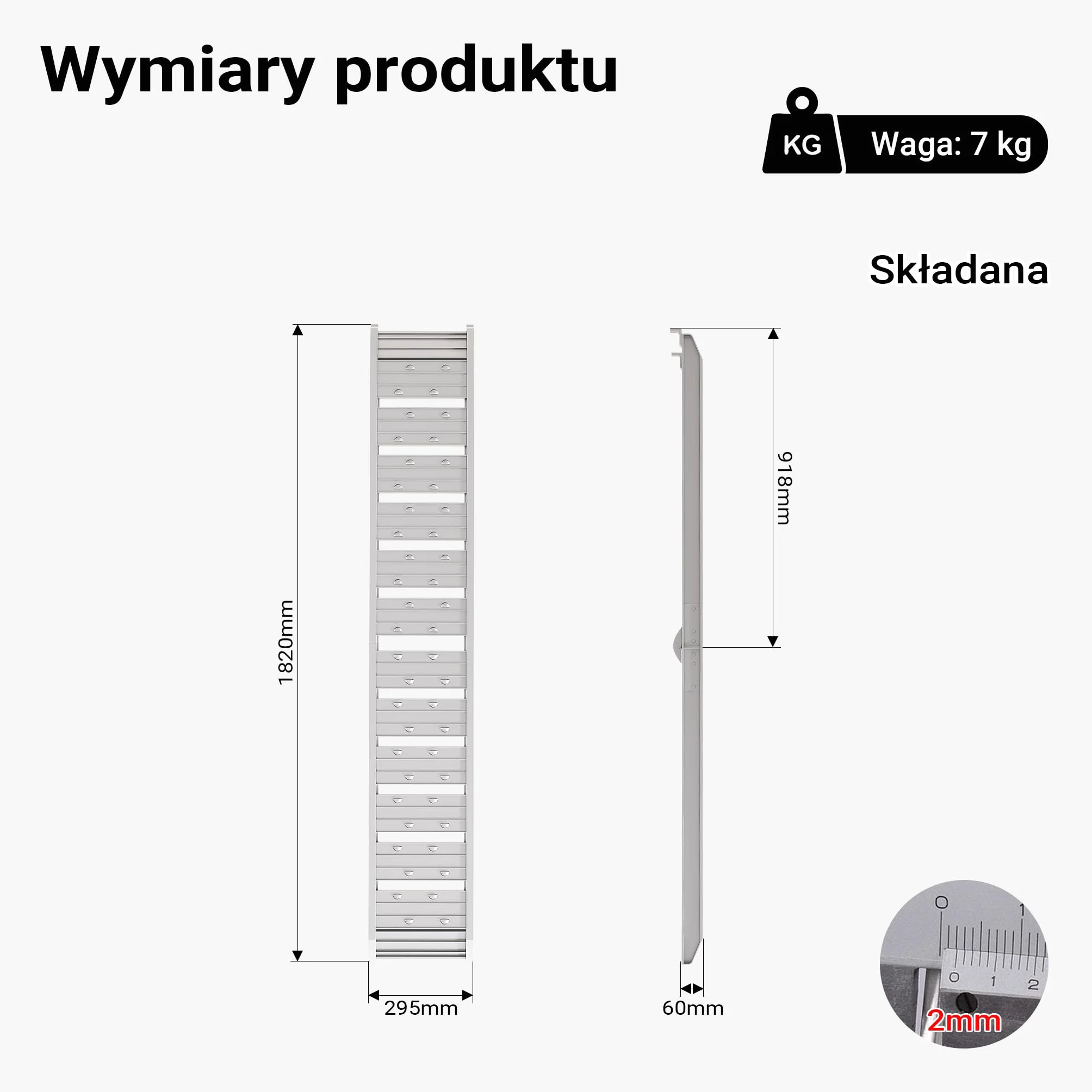 Wiltec Składany najazd aluminiowy o długości 182 cm i udźwigu 200 kg, lekka i łatwa do przechowywania, do załadowania quadów i motocykli