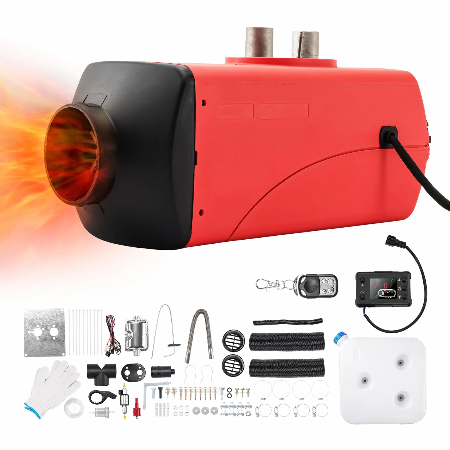12V 8KW Air Diesel Heater, zestaw ogrzewania postojowego z tłumikiem LCD Wyświetlacz Zdalne sterowanie, Nocne ogrzewanie Diesel Ciche dla samochodów Przyczepy kempingowe Ciężarówki Łodzie Autobusy