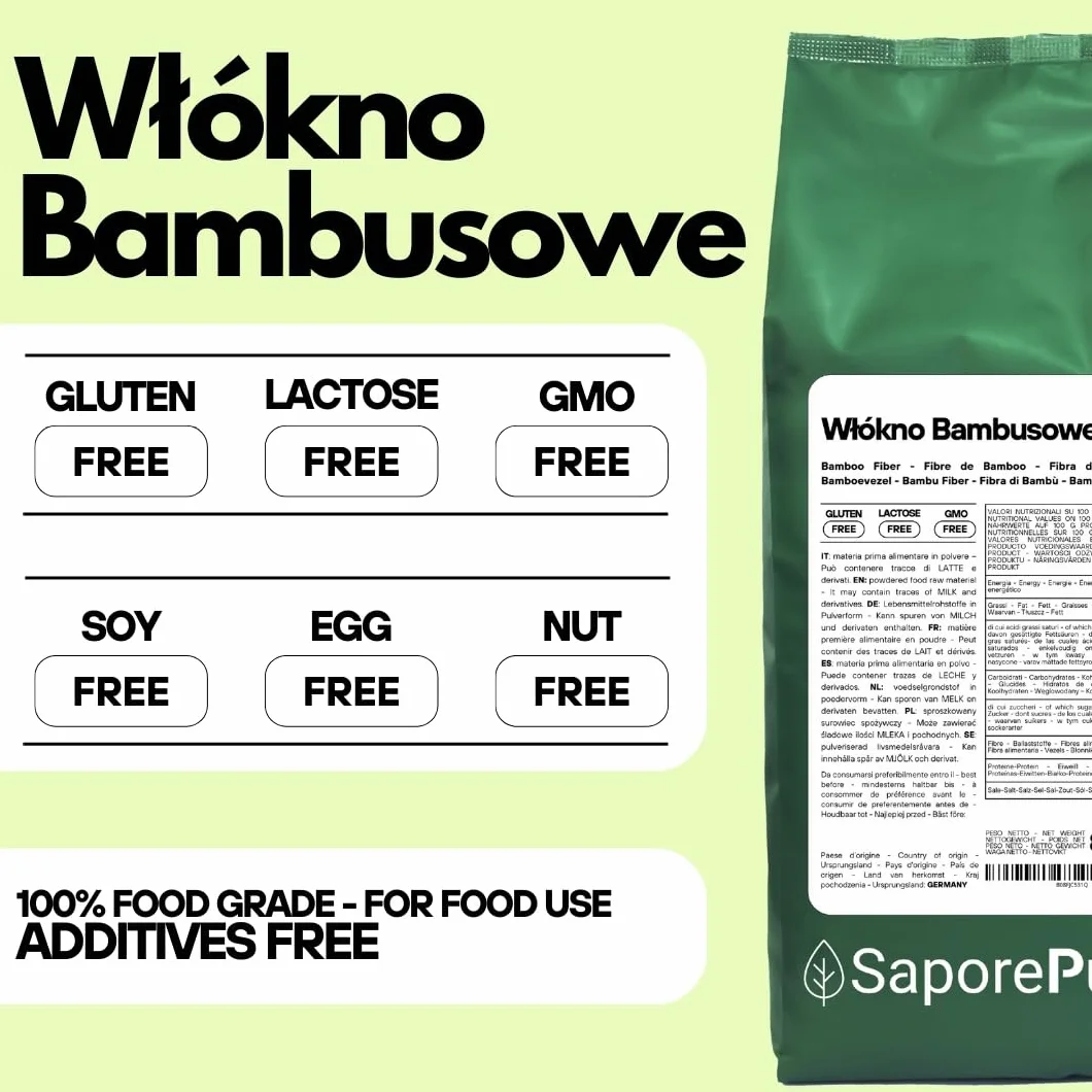Spożywcze włókno bambusowe 800 gr - mąka o niskiej zawartości węglowodanów