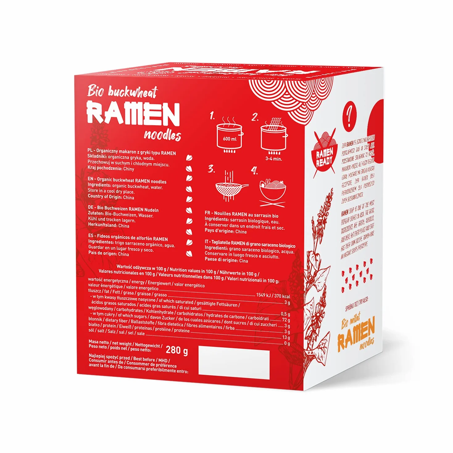 DIET-FOOD Makaron gryczany ramen 100%, bezglutenowy (280g) - BIO