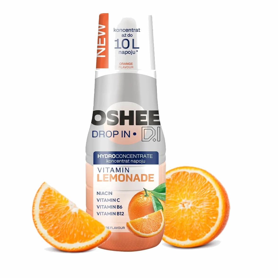 OSHEE DROP IN, Hydrokoncentrat Witaminowy, Smak Pomarańczowy, z Witaminami B6 B12 Niacyną i Kwasem Foliowym, Butelka 500 ml, Koncentrat do Rozcieńczania